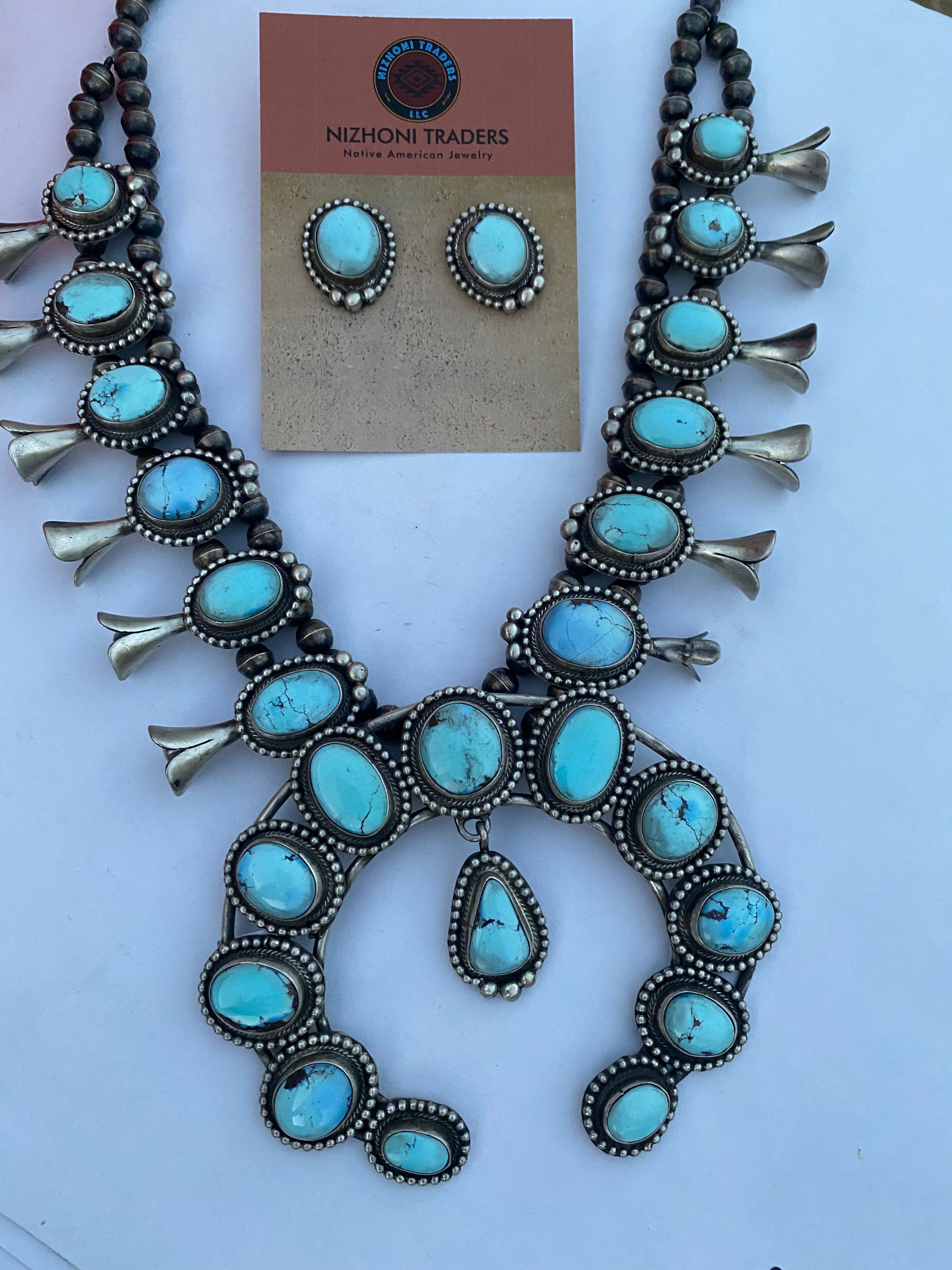 Sheila Becenti Golden Hills Turquoise Dream Squash Set