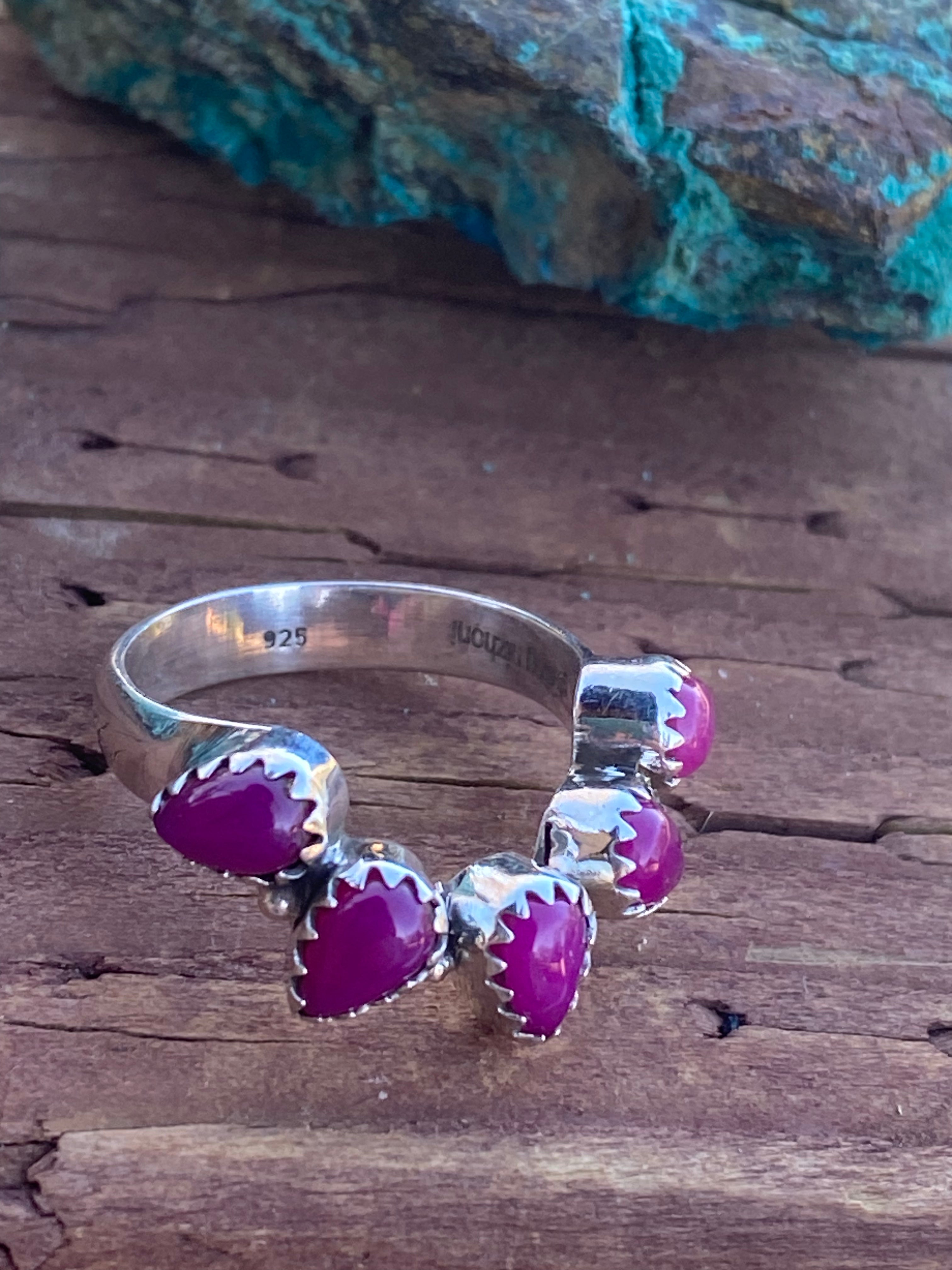 Pink Onyx & Sterling Silver Monarch Band