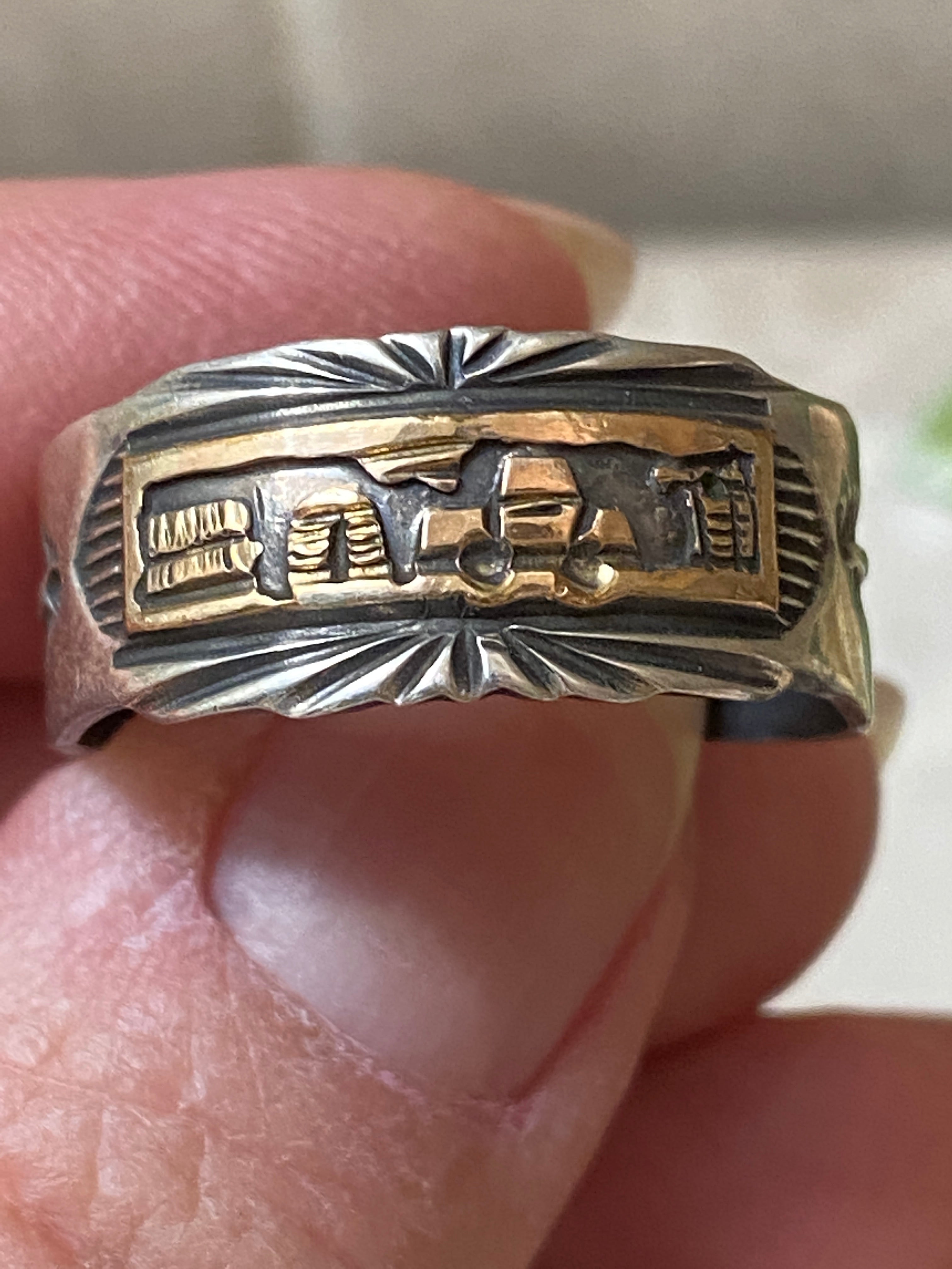 Sterling Silver Copper Story Teller Ring Size 12.5