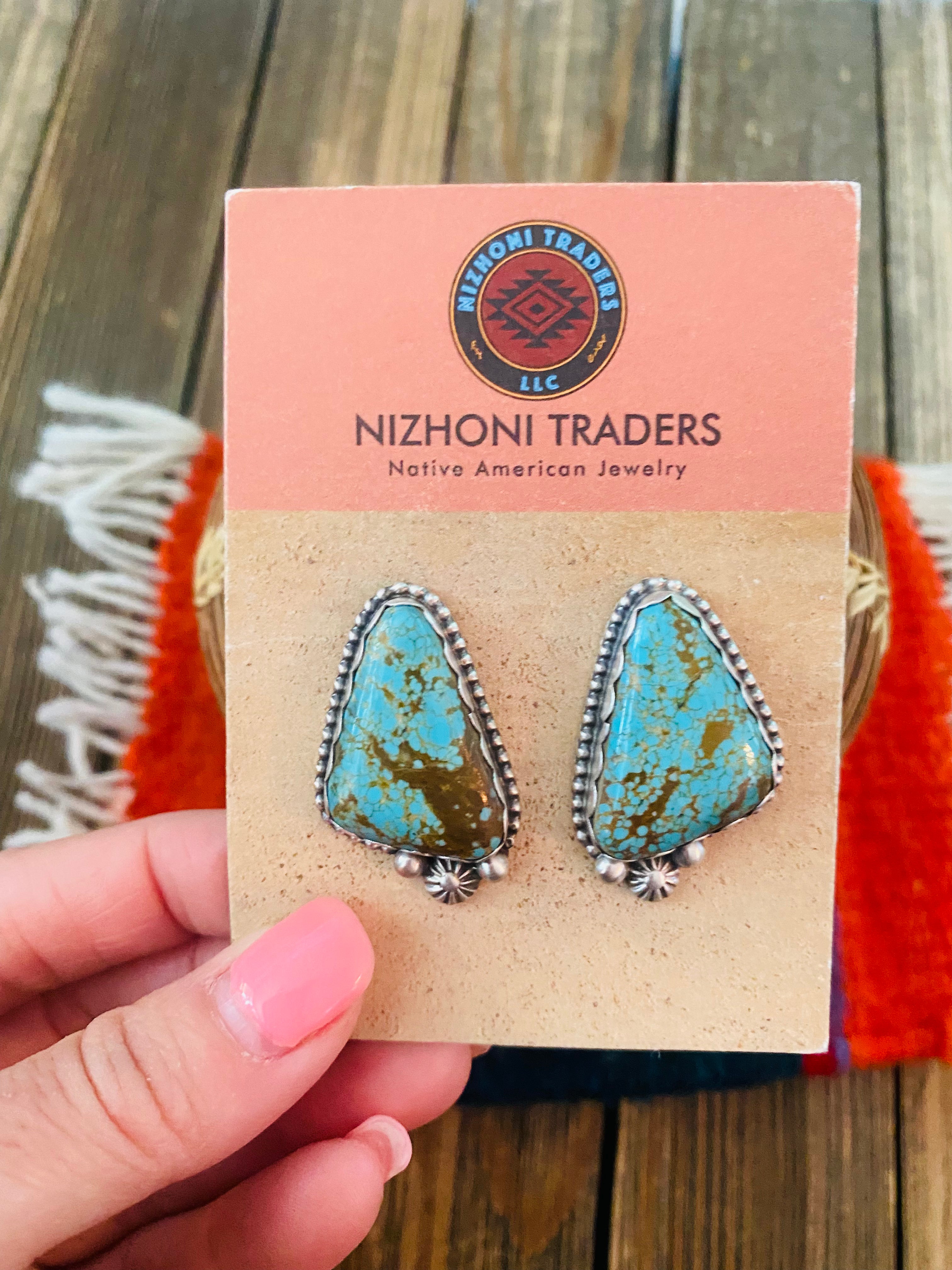 Navajo Sterling Silver & Royston Turquoise Post Earrings