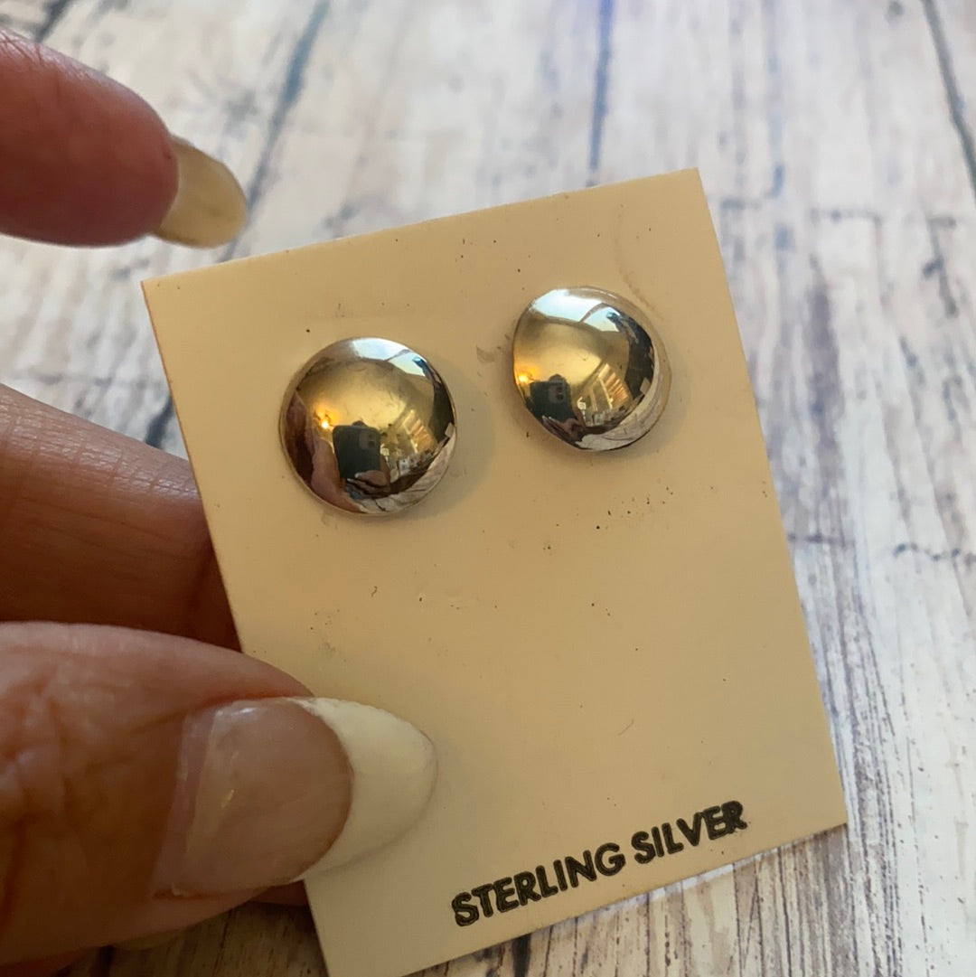 Navajo Sterling Silver Dome Stud  Earrings