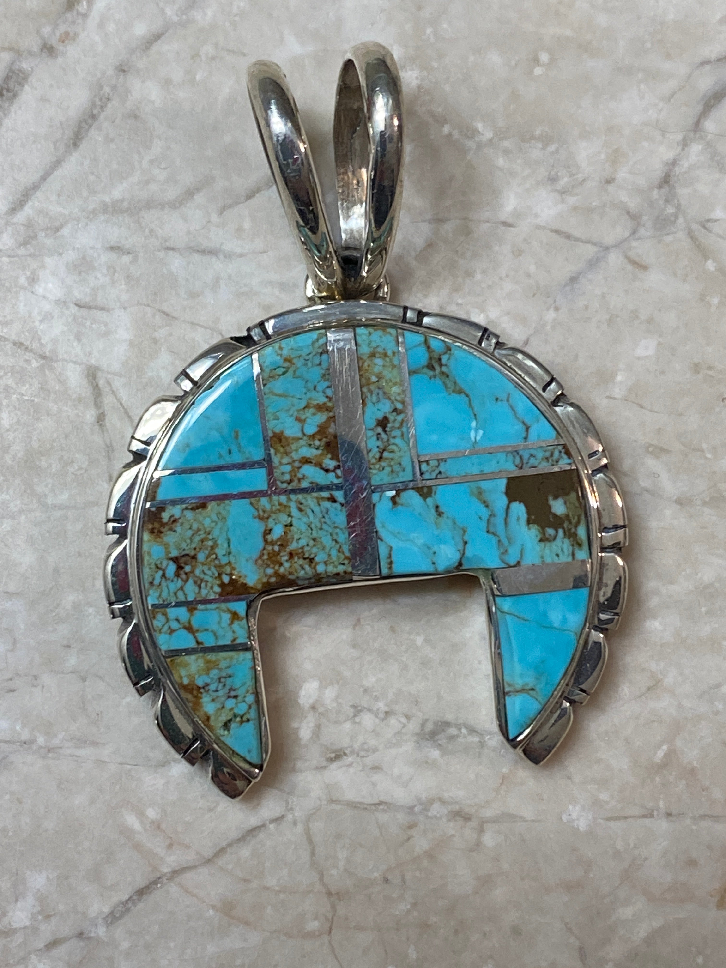 Navajo Turquoise 8 & Sterling Silver Naja Pendant