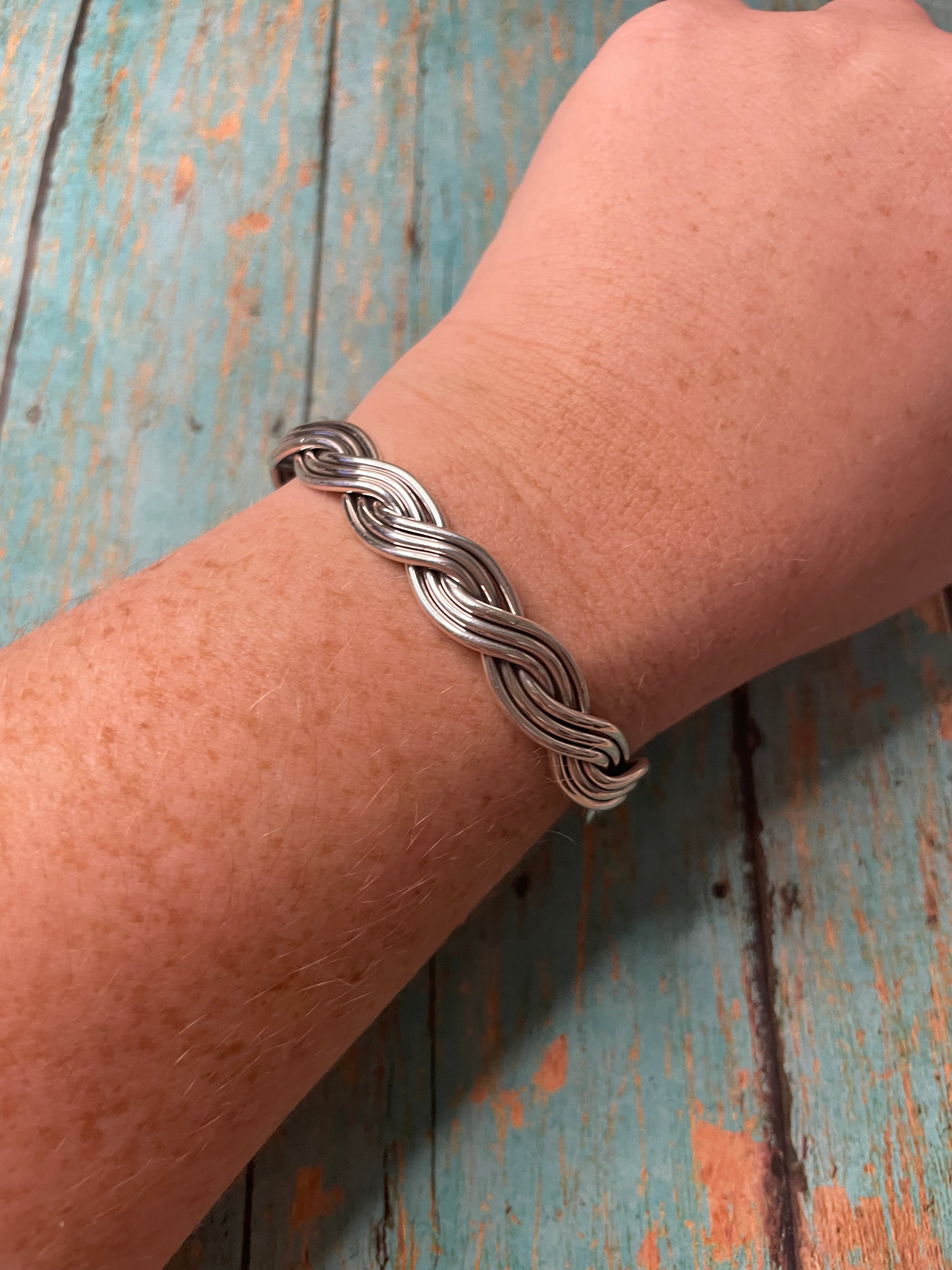 Navajo Sterling Silver Twisted Rope Adjustable Bracelet Cuff