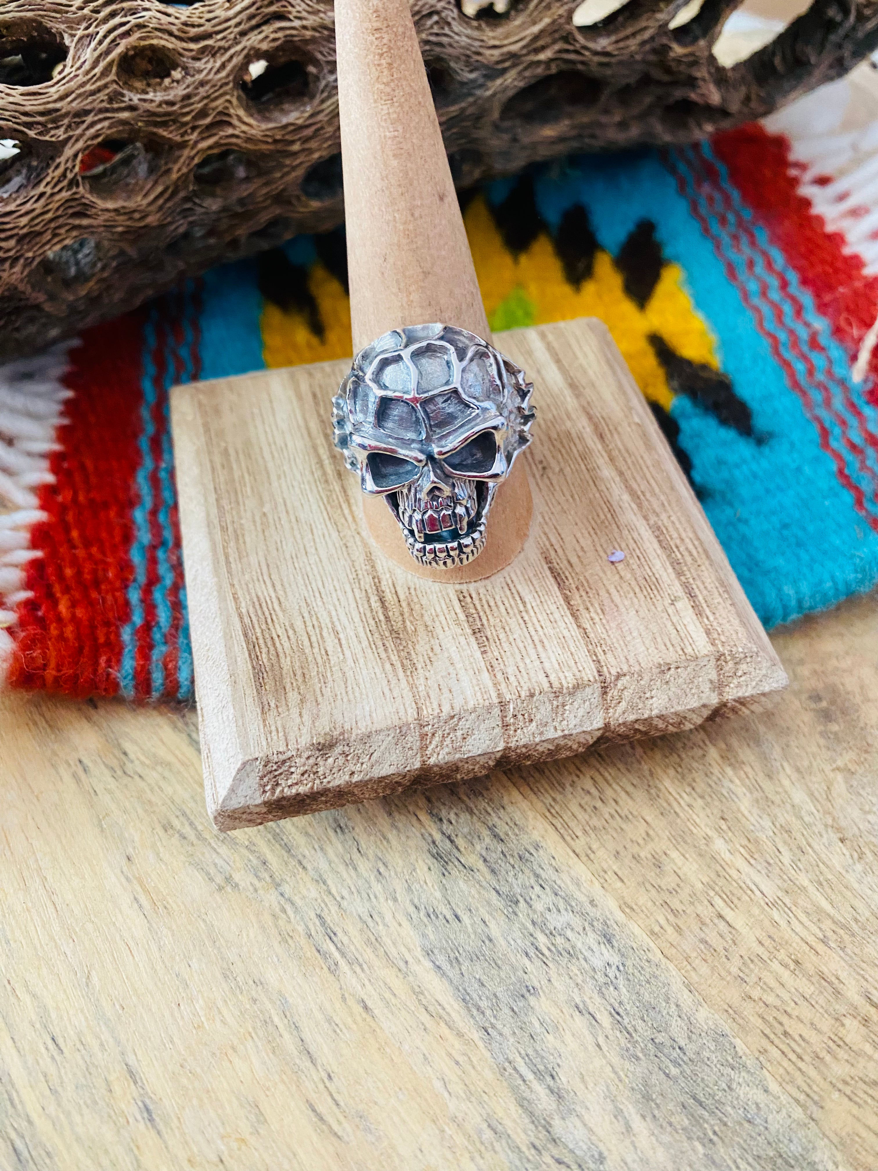 Handmade Sterling Silver Skull Ring Size 9.5