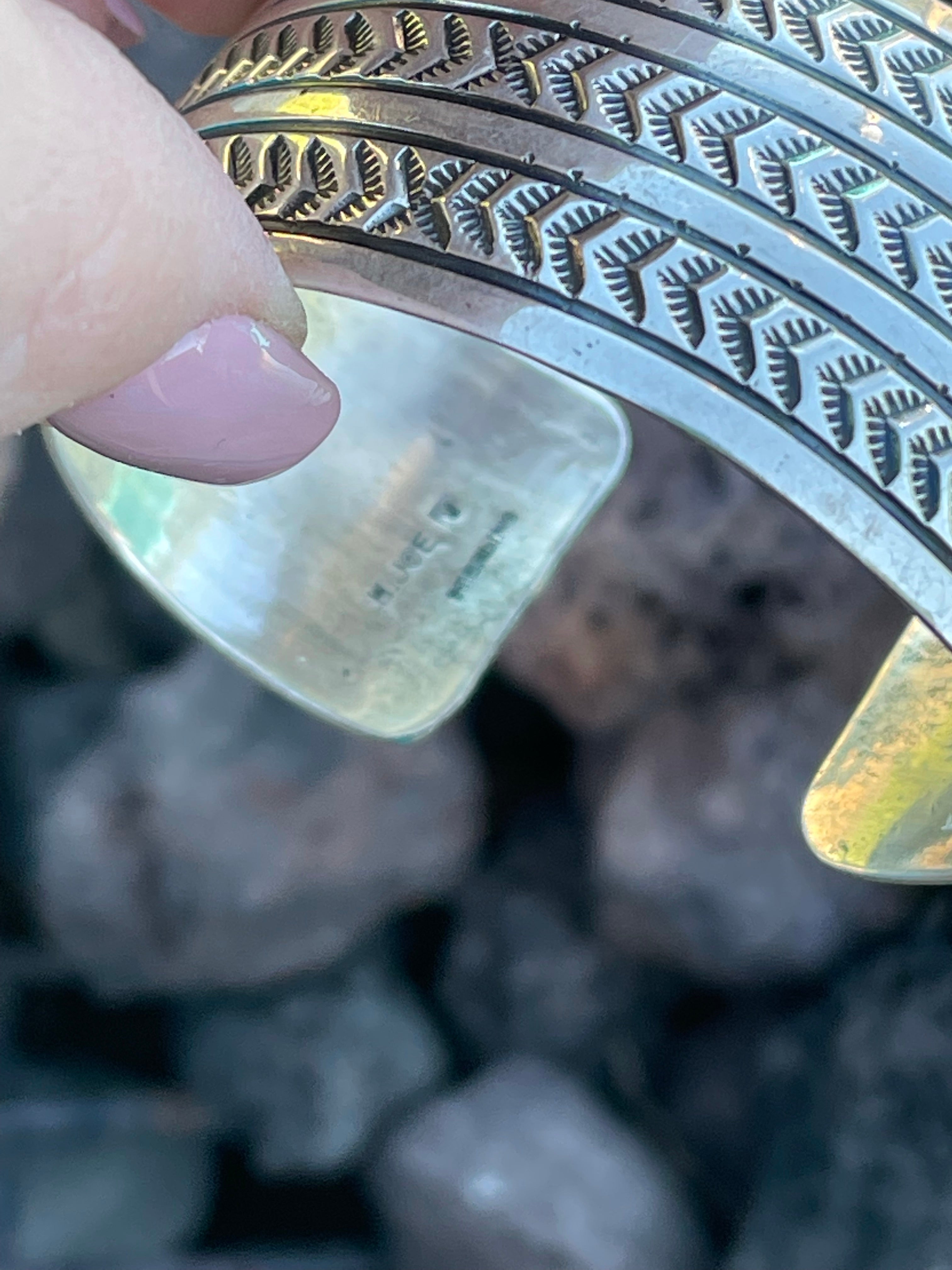 Navajo Sterling Silver HandStamped Southwest Bracelet Cuff