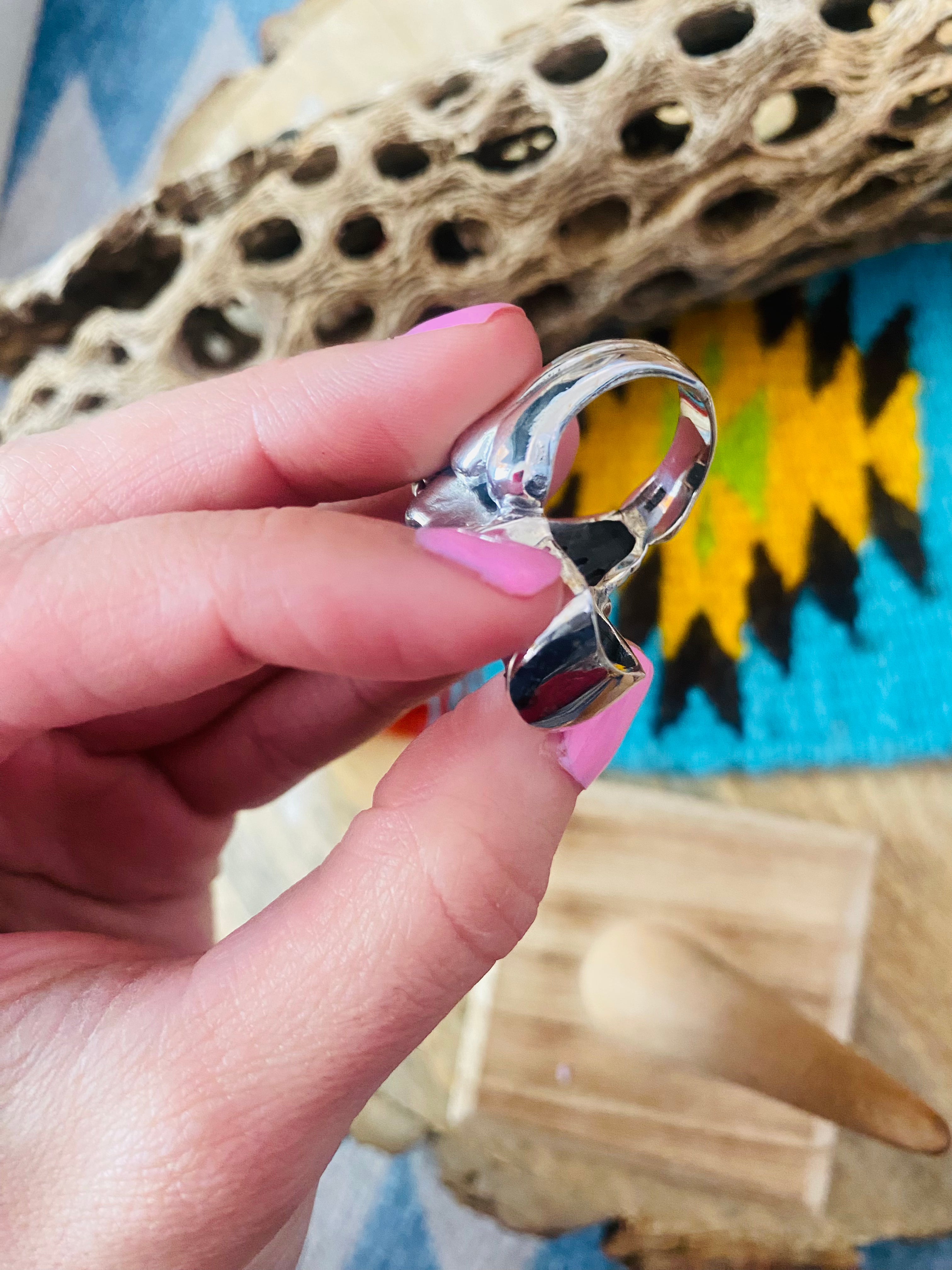 Handmade Sterling Silver Skull Ring Size 8.5