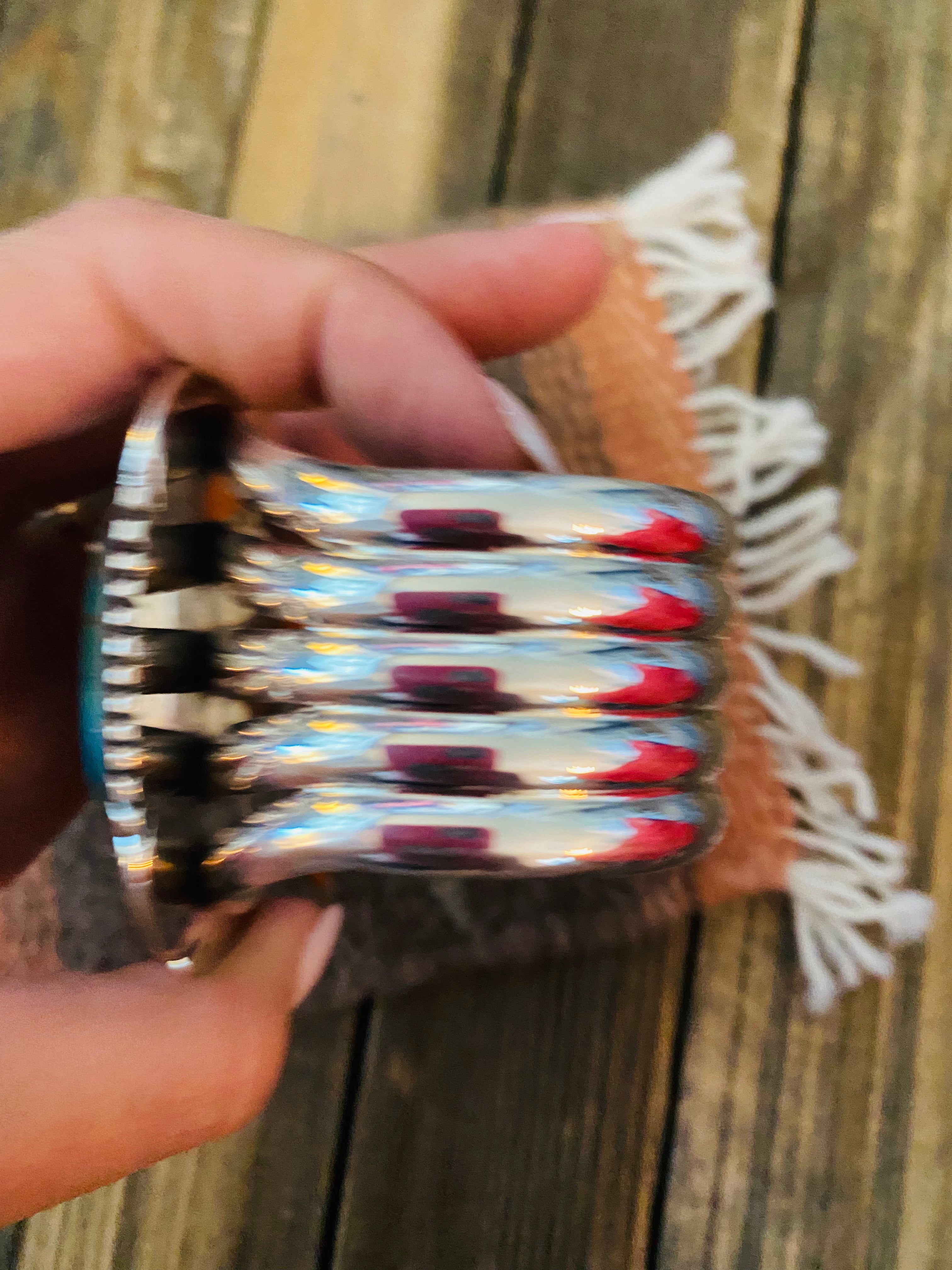 Navajo Royston Turquoise & Sterling Silver Cuff Bracelet Signed