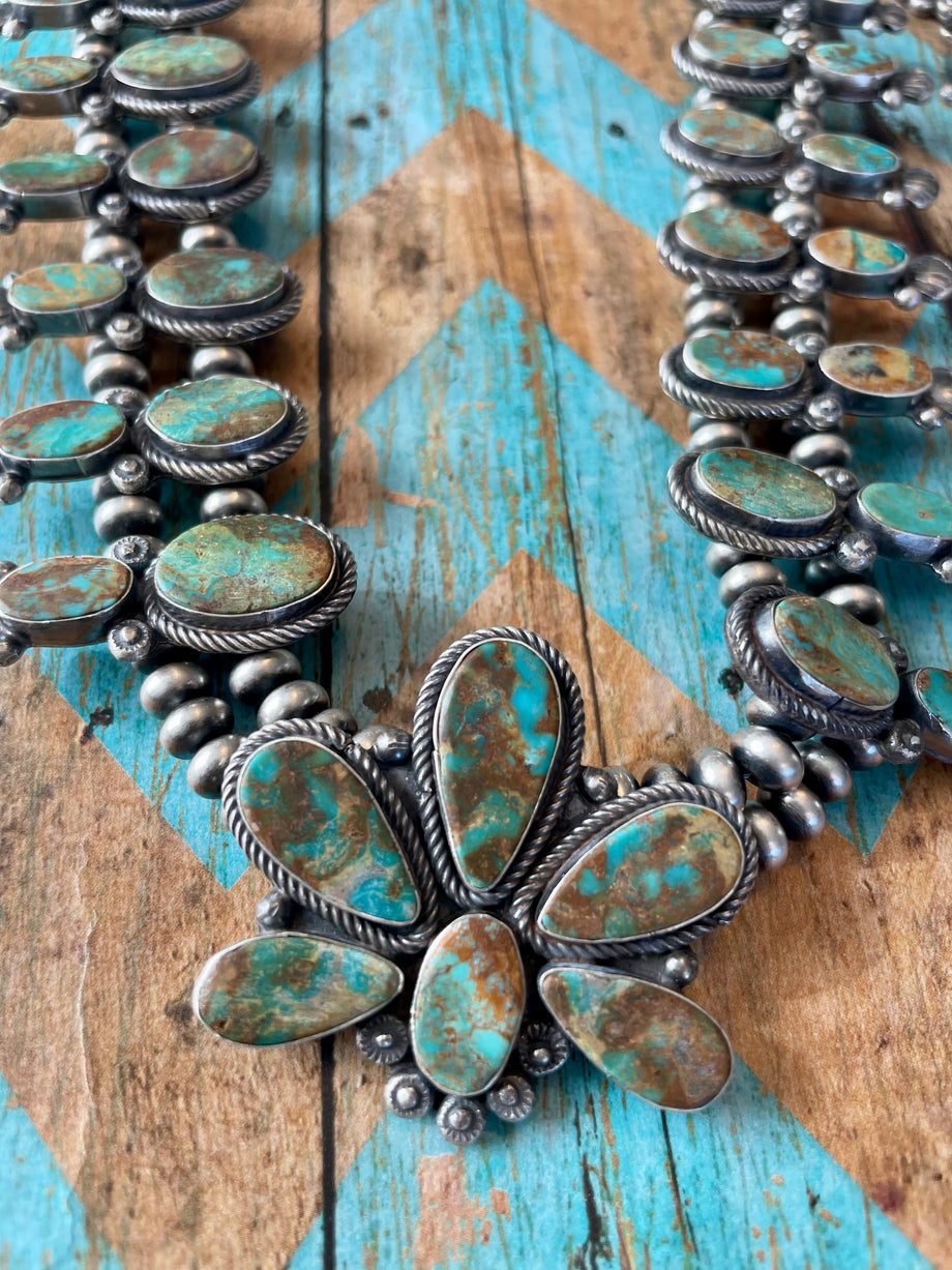 Royston turquoise 2025 squash blossom necklace
