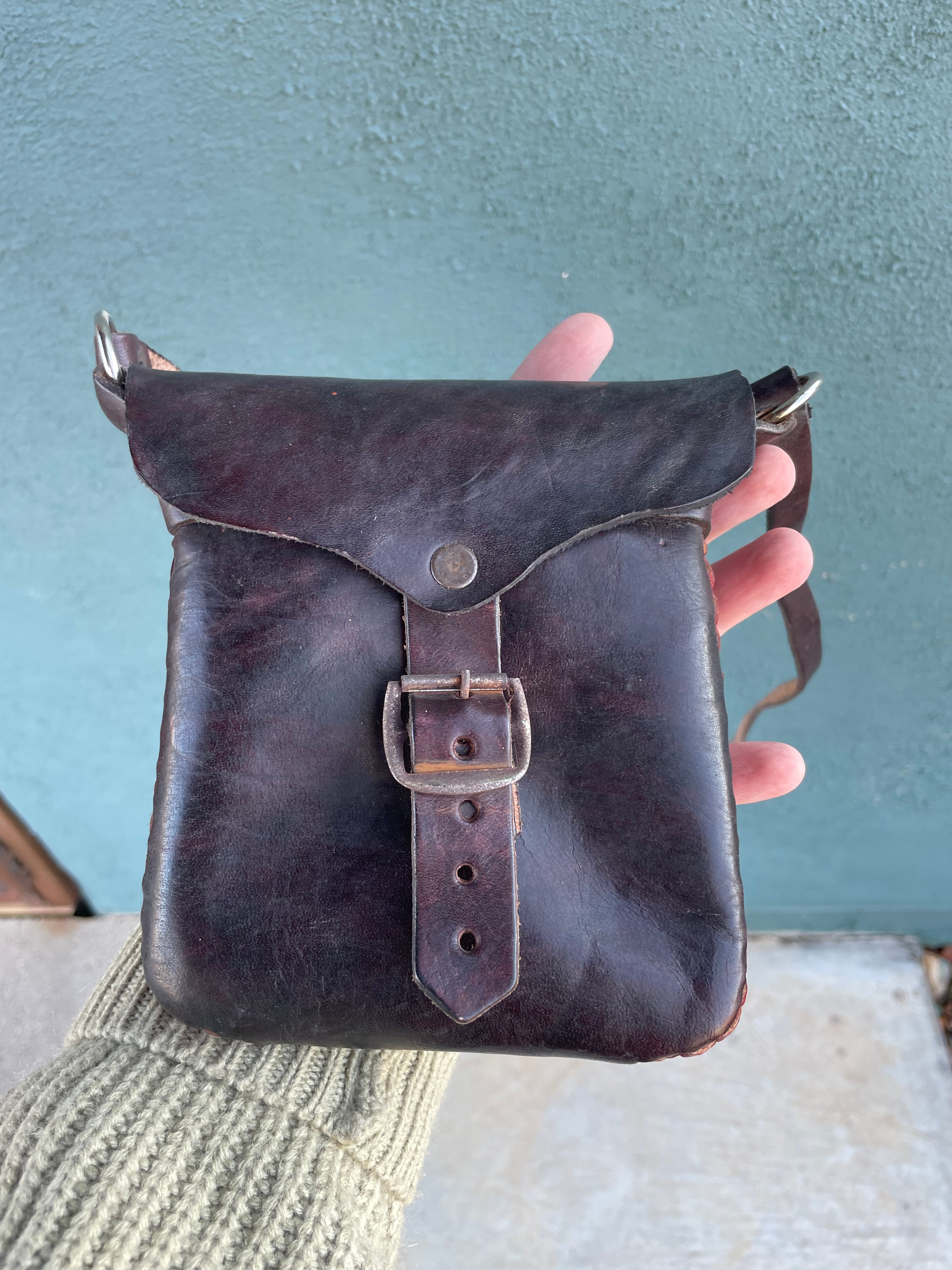 Handmade Leather Crossbody Black Purse