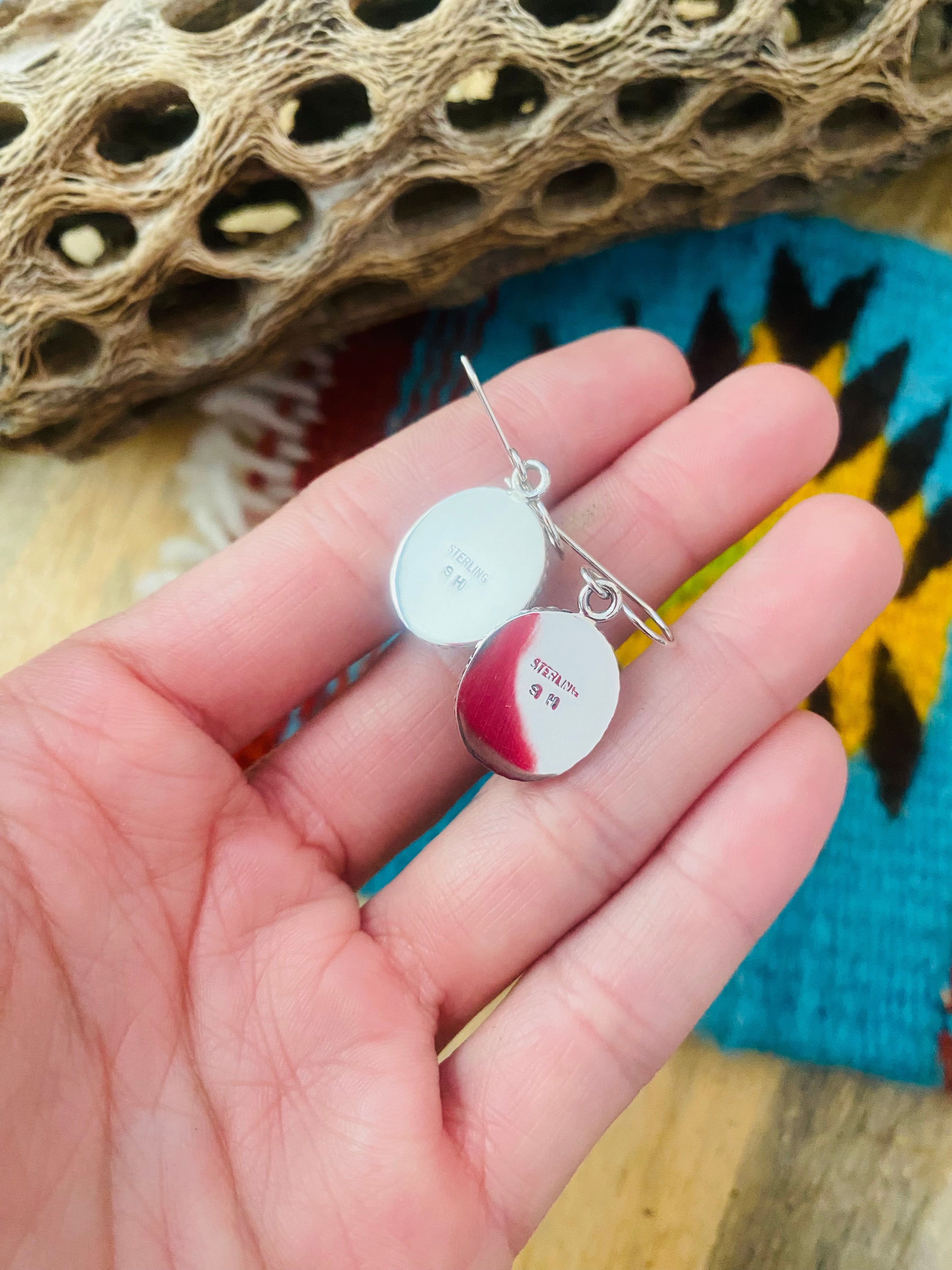 Navajo Charoite & Sterling Silver Dangle Earrings Signed