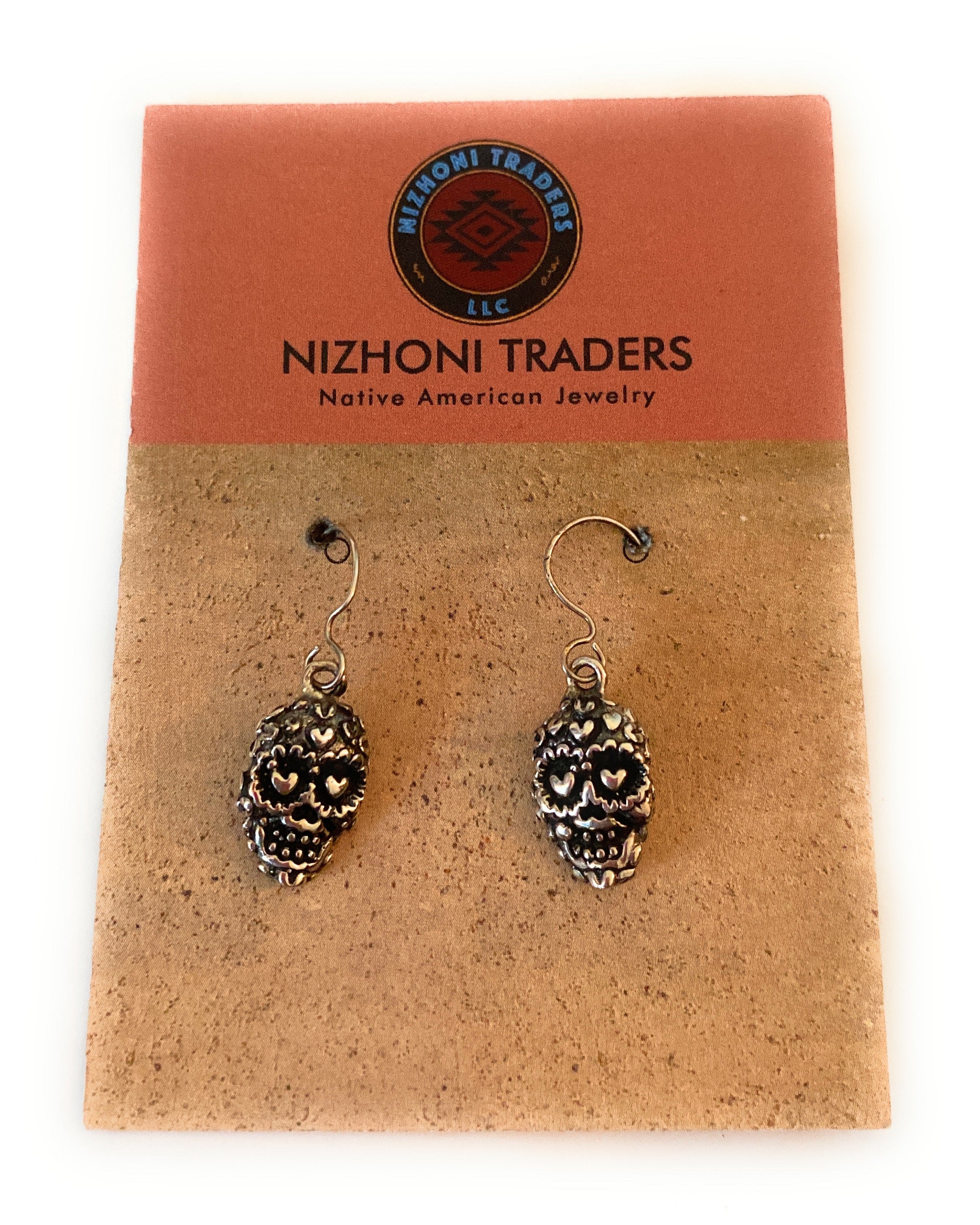 Handmade Sterling Silver Skull Dangle Earrings