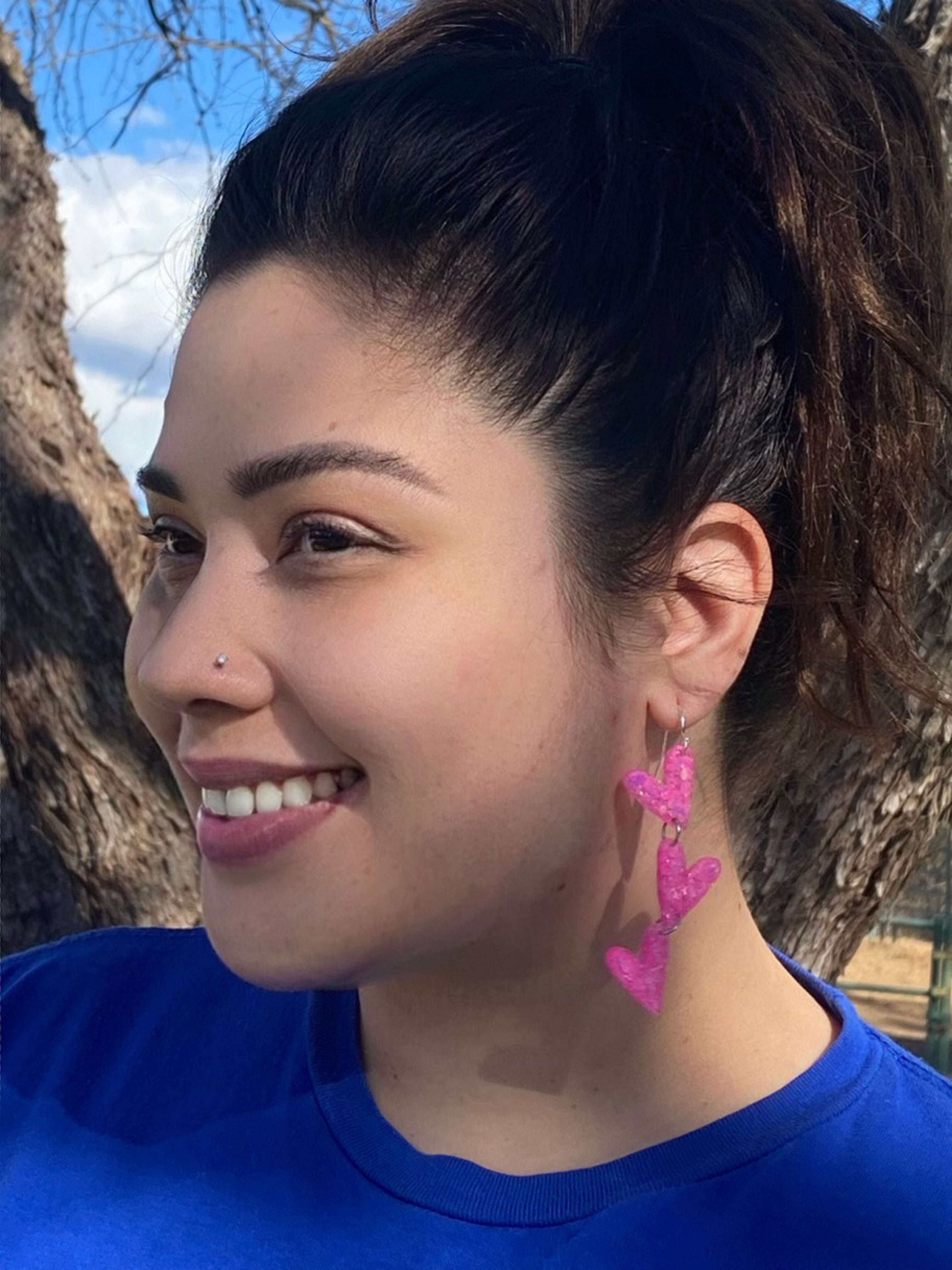 Handmade Resin Heart Dangle Earrings