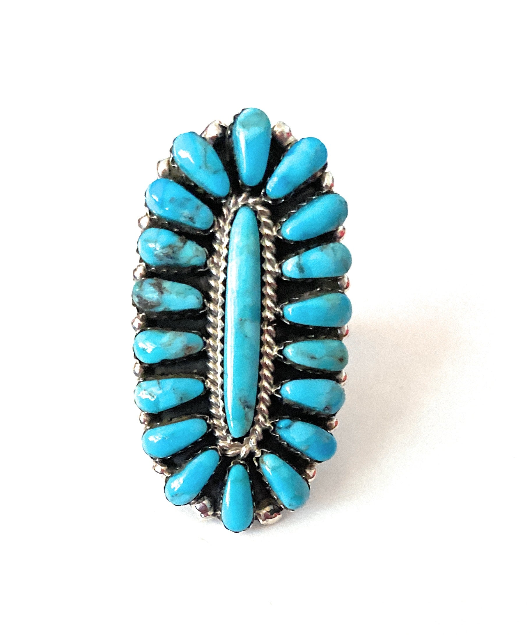 Navajo Natural Kingman Turquoise Cluster Ring