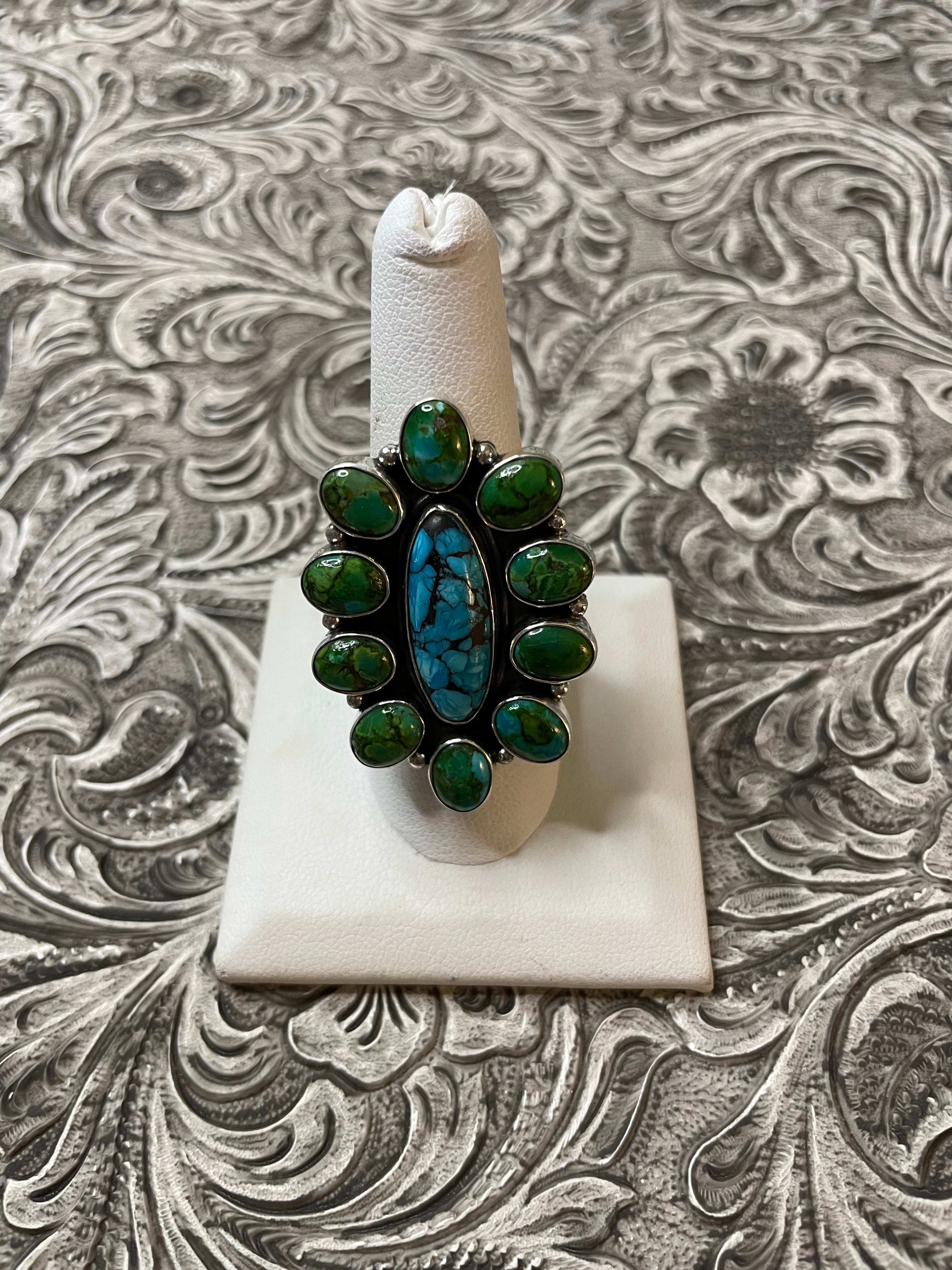 Navajo Turquoise and Sterling Silver Ring Size 8