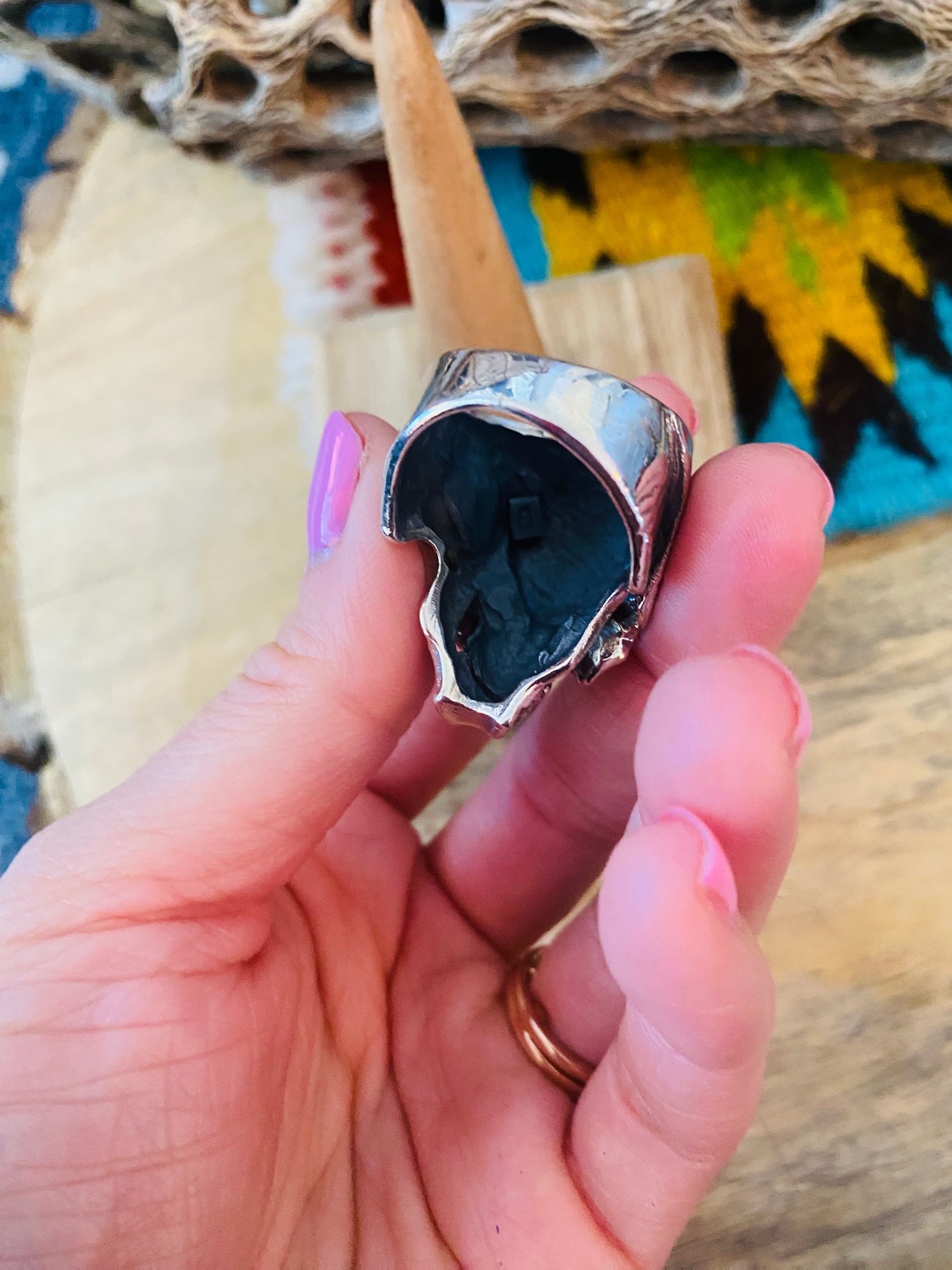 Handmade Sterling Silver Skull Ring Size 9