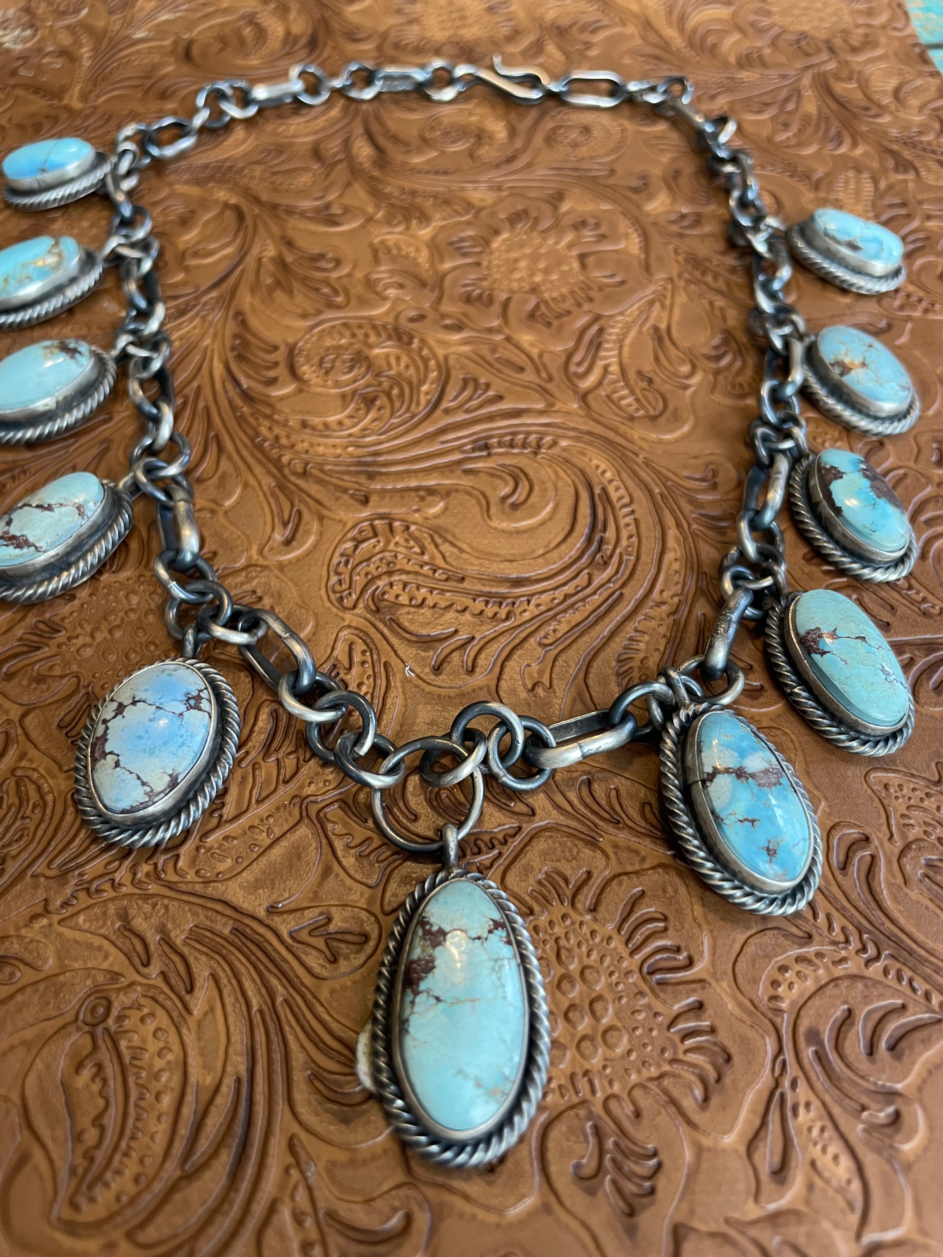 Golden Hills Turquoise & Sterling Silver Necklace by Paul Livingston