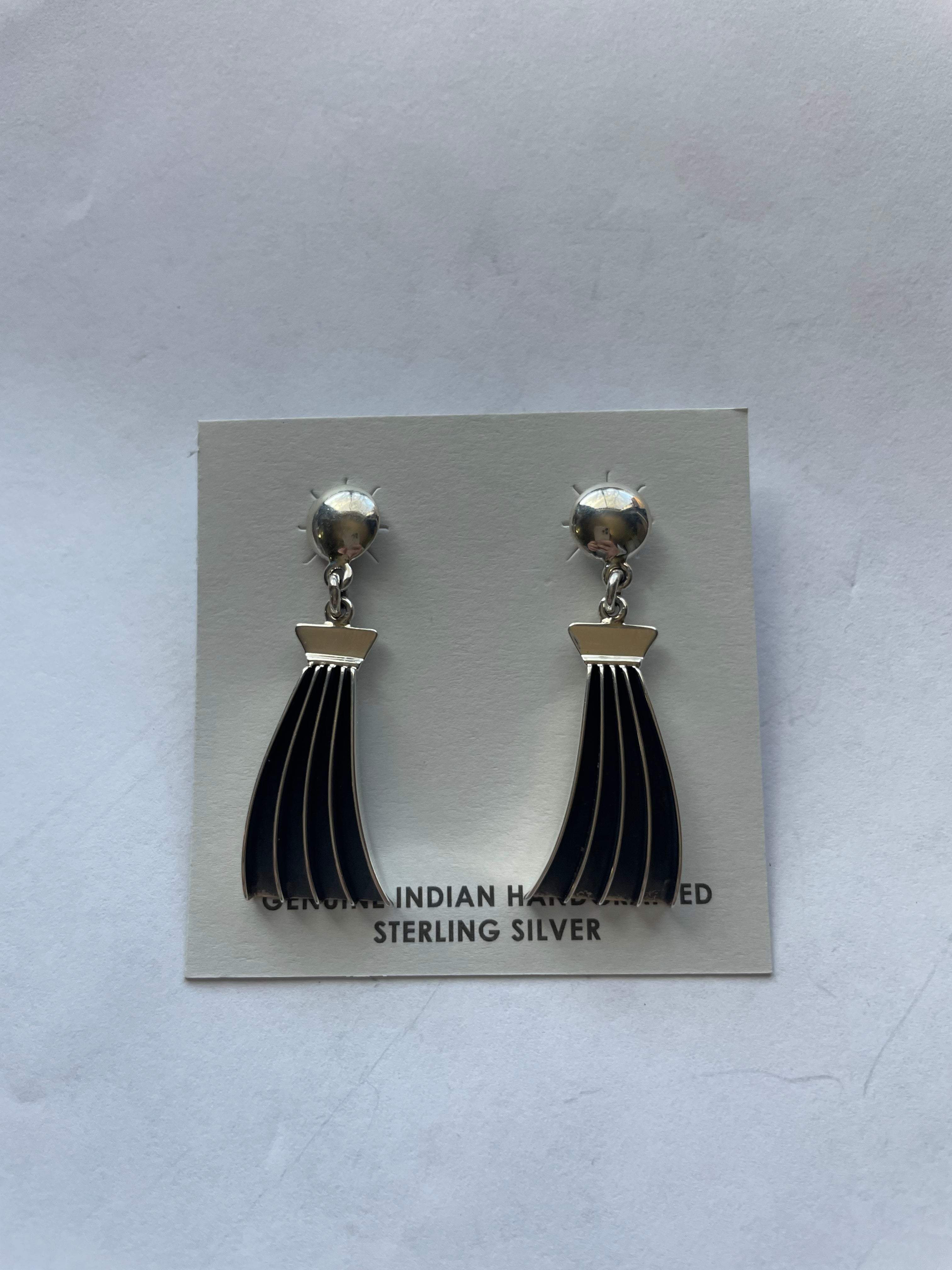 Navajo Sterling Silver Dangle Earrings By Leander Tahe