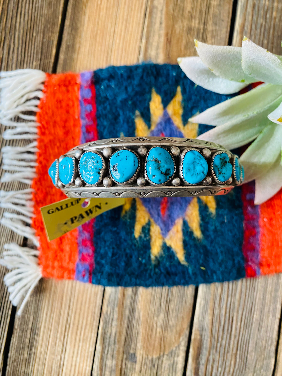 Blue Bead, Cuff Bracelet - Nomad Designs Online