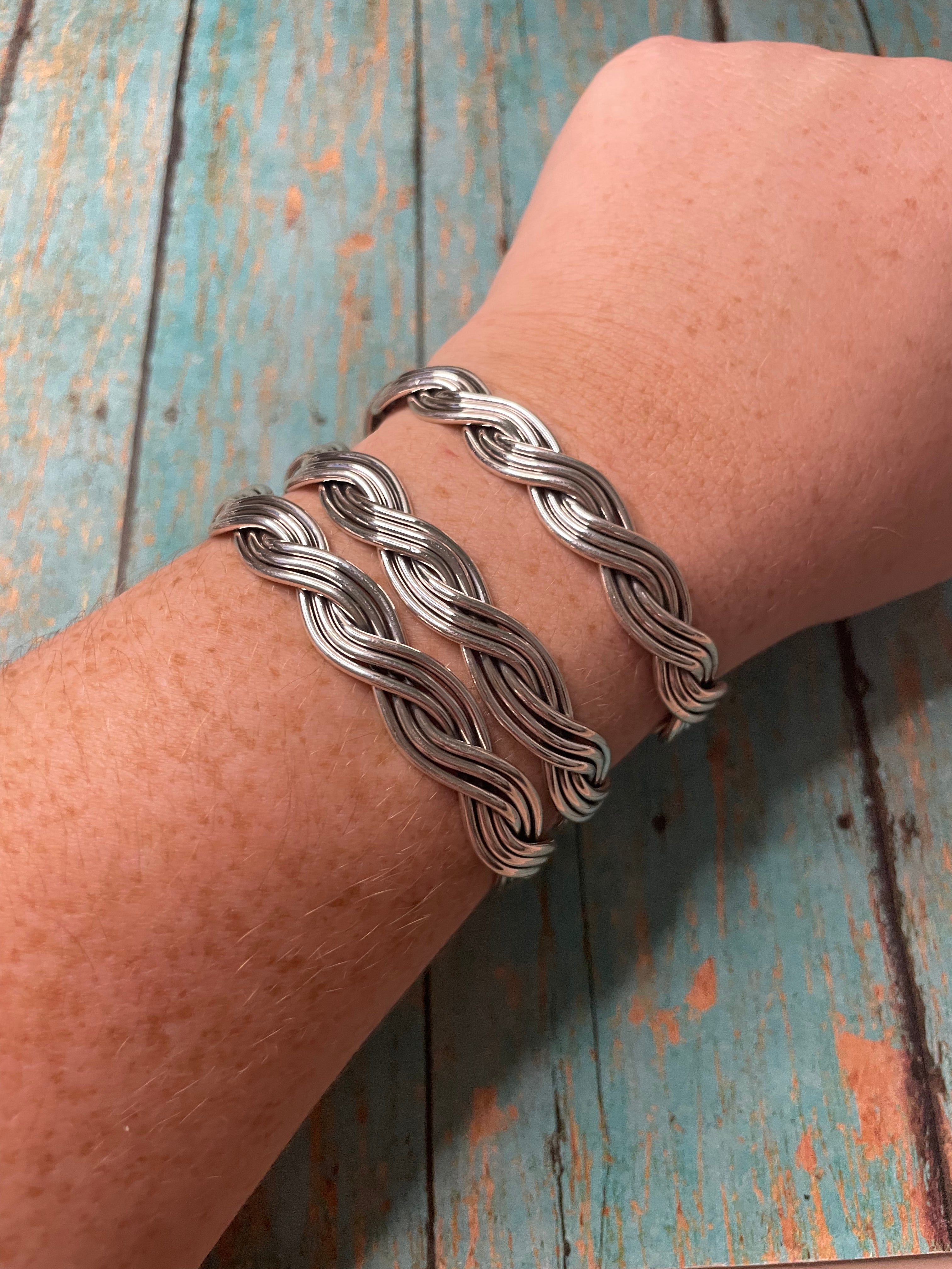 Navajo Sterling Silver Twisted Rope Adjustable Bracelet Cuff