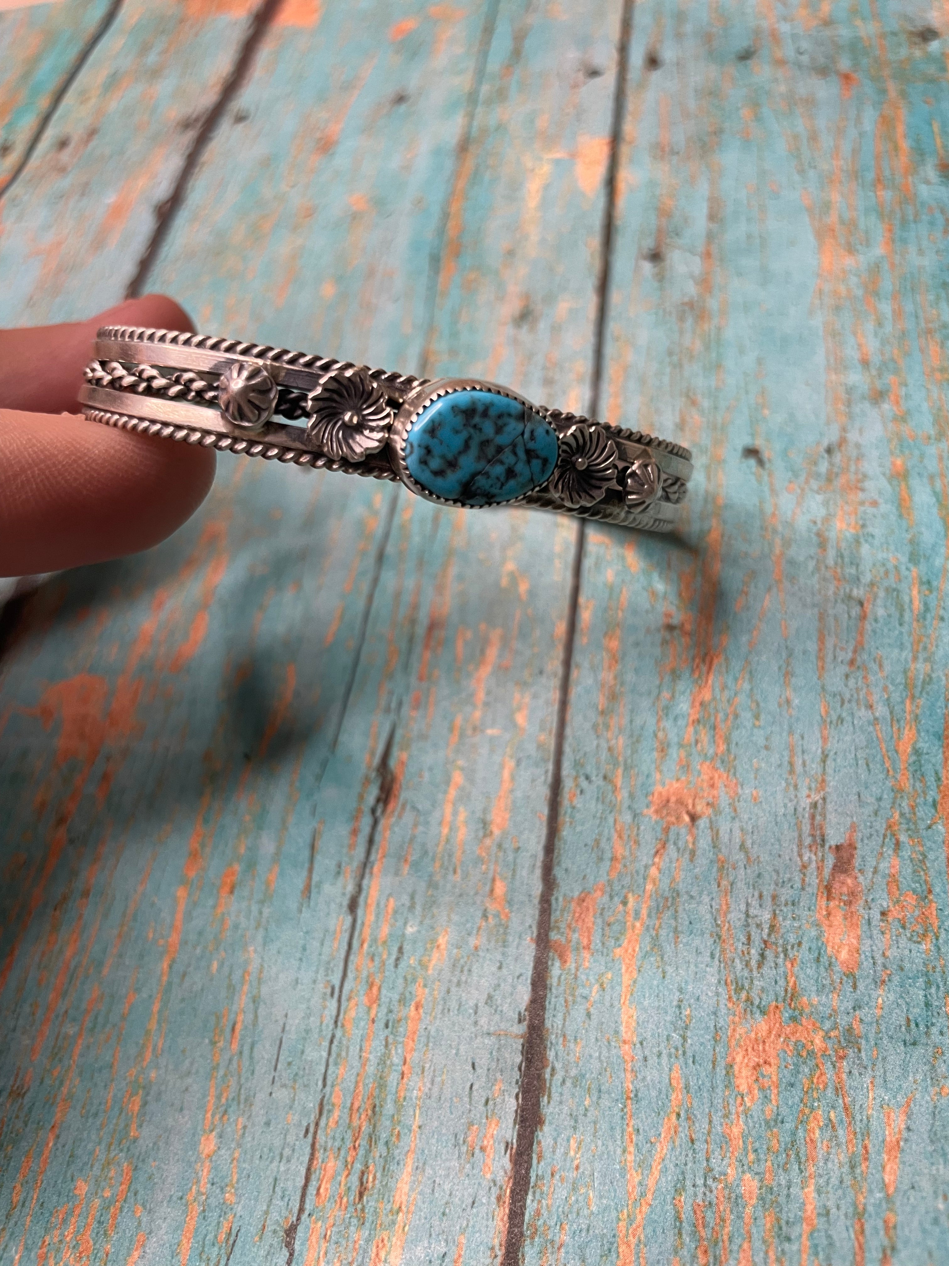 Navajo Kingman Turquoise Sterling Silver Cuff Bracelet