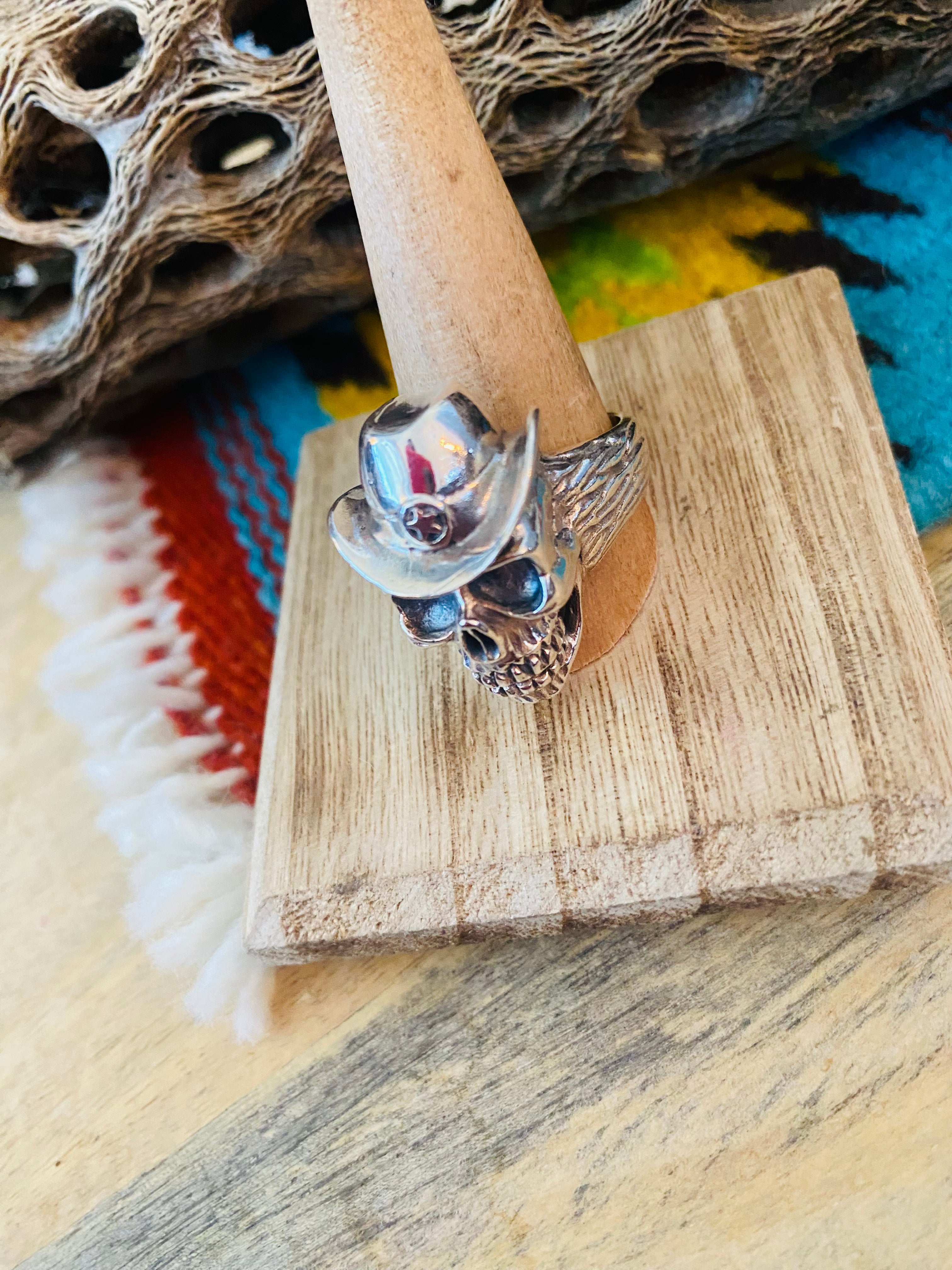 Handmade Sterling Silver Skull Ring Size 11.25