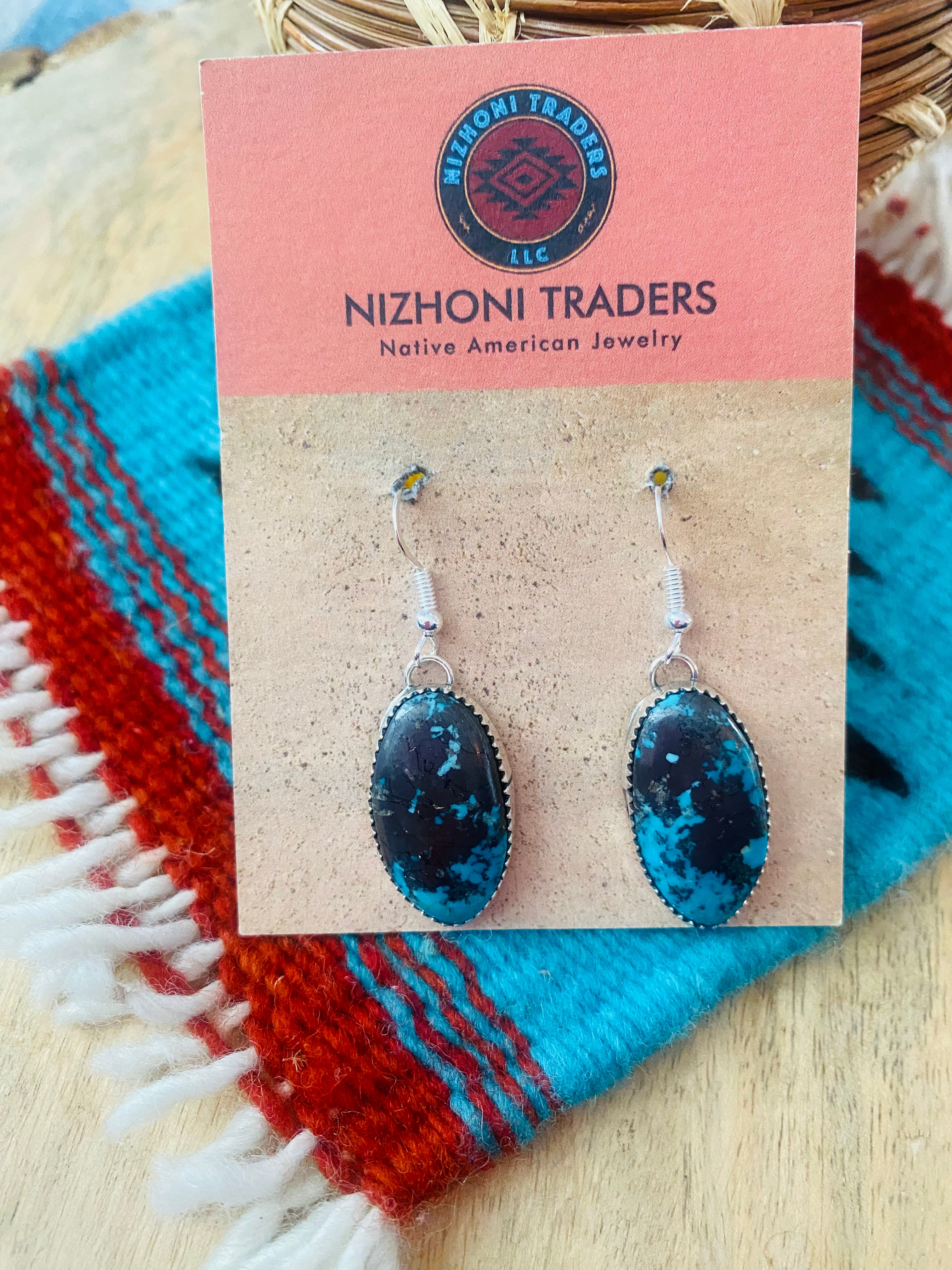 Navajo Turquoise & Sterling Silver Dangle Earrings