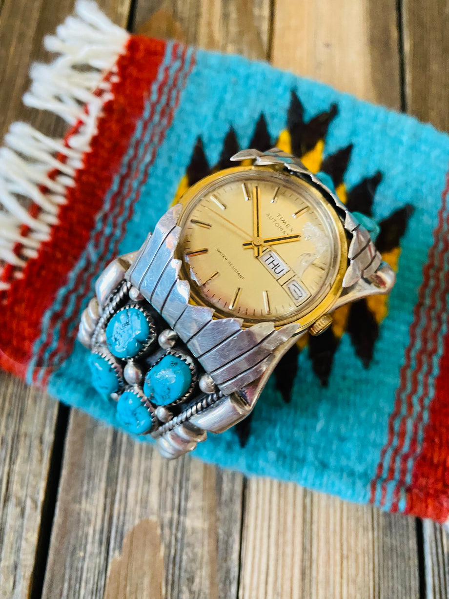 Silver and turquoise discount watch