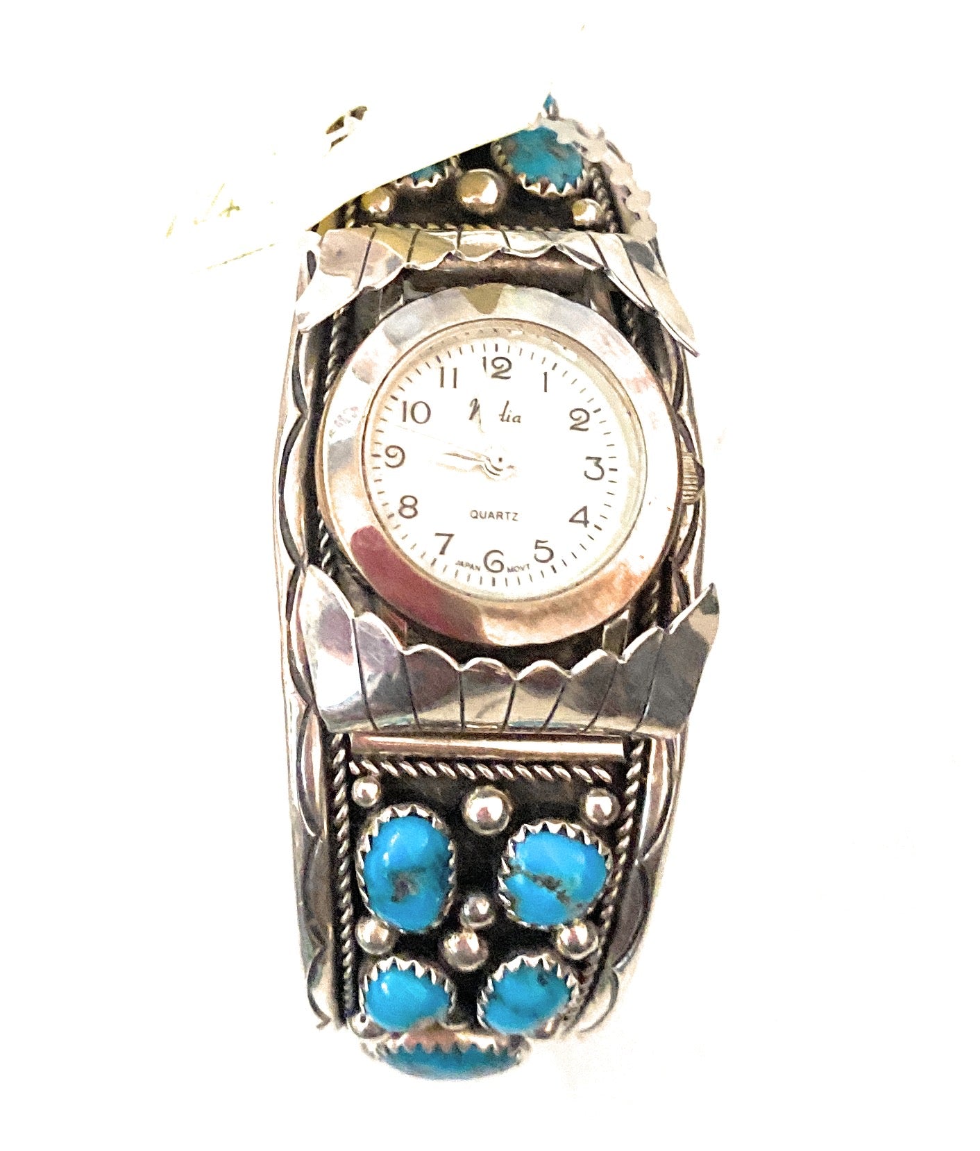 Old Pawn Vintage Navajo Kingman Turquoise & Sterling Silver Watch Cuff