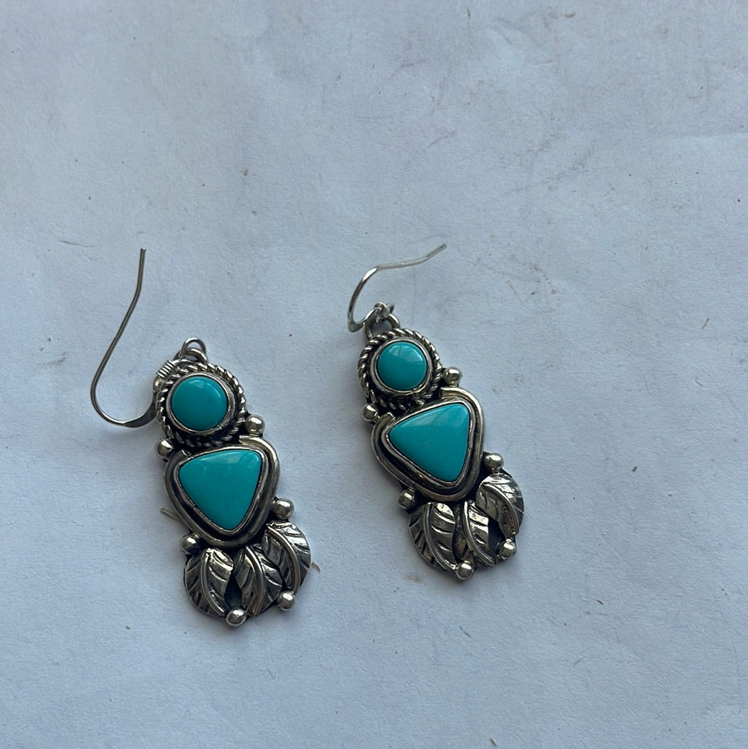 Navajo Sterling Silver & Turquoise Dangle Earrings