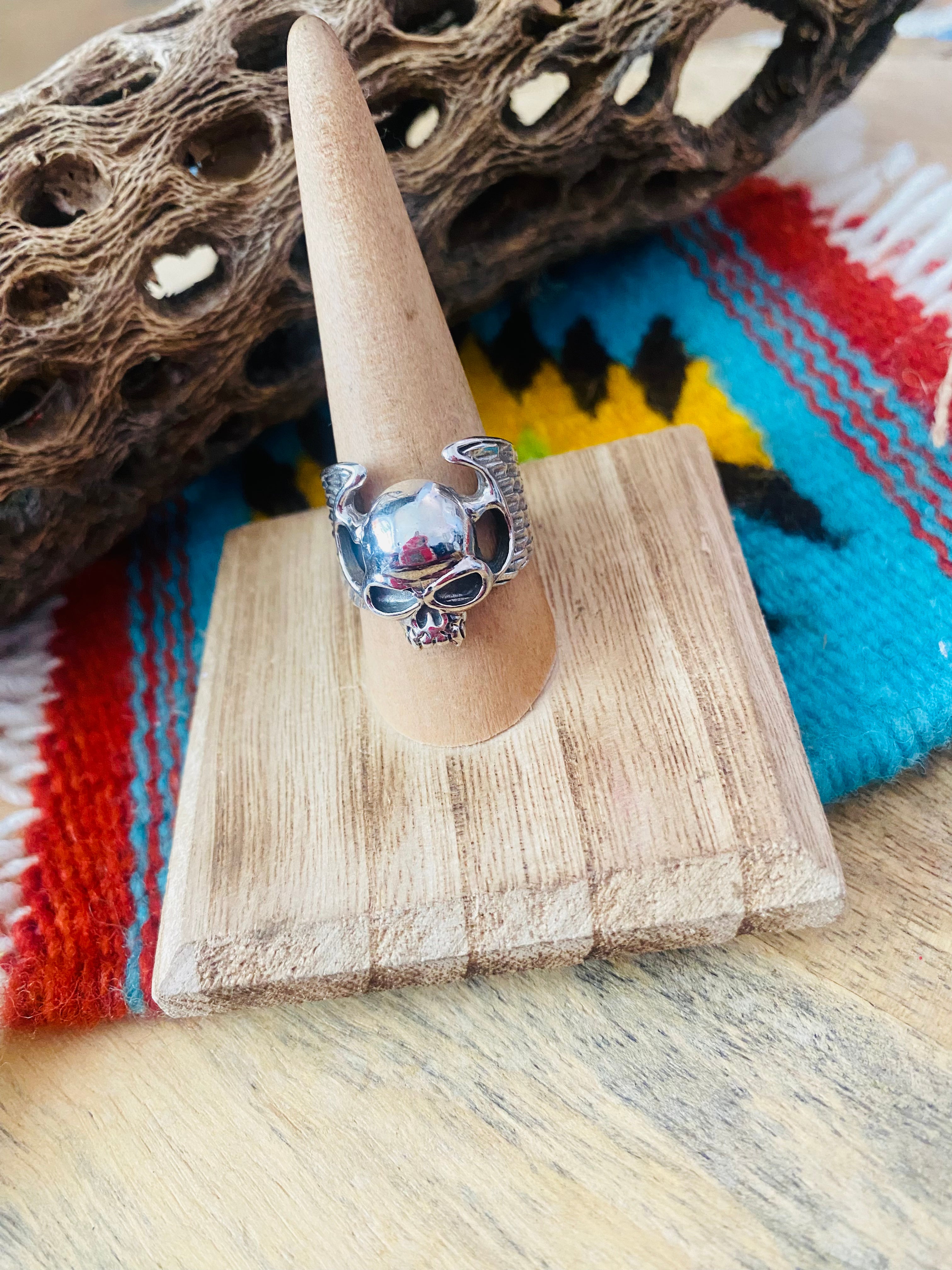 Handmade Sterling Silver Skull Ring Size 8.5