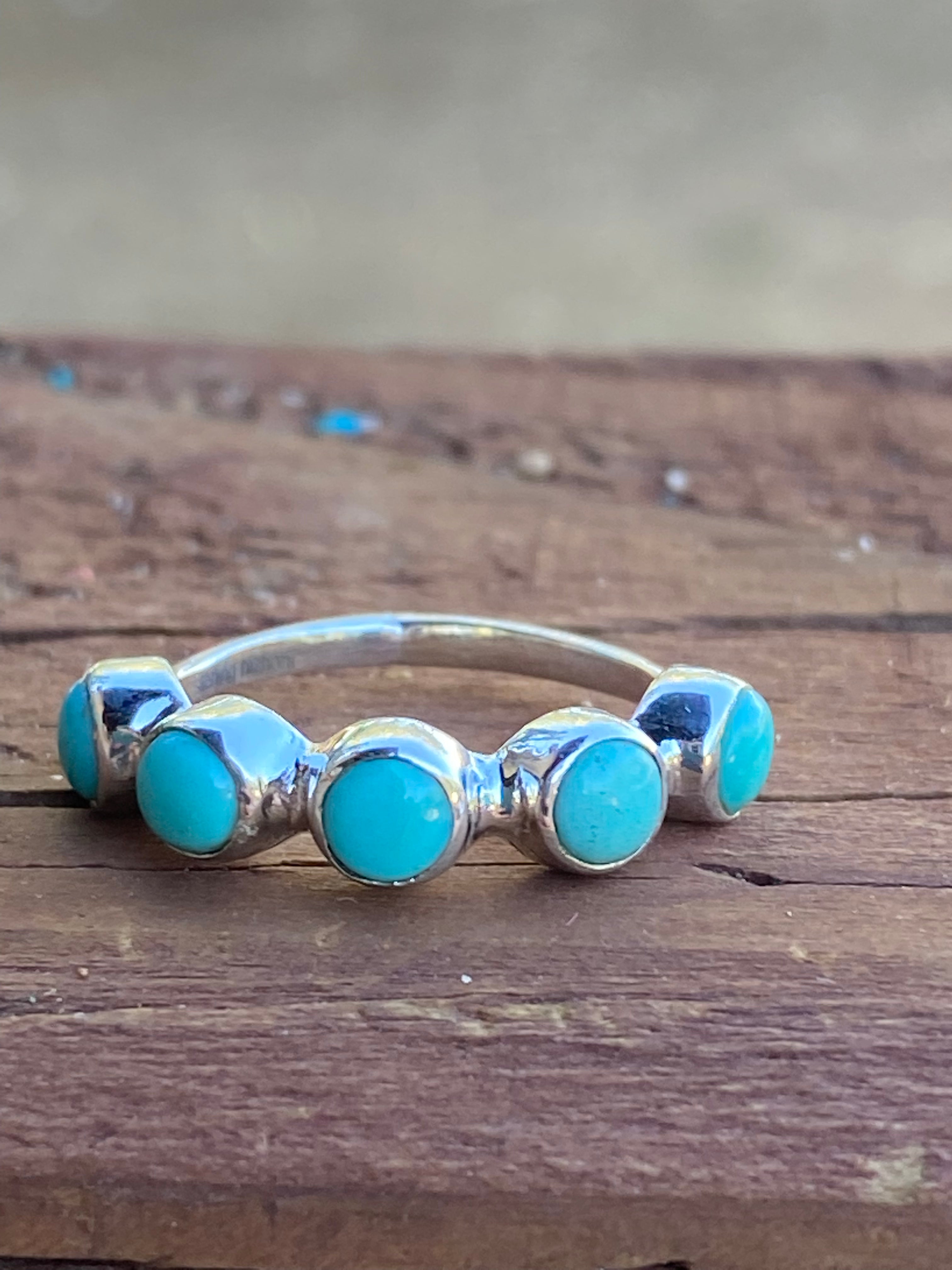 Kingman Turquoise & Sterling Silver Stacker Band