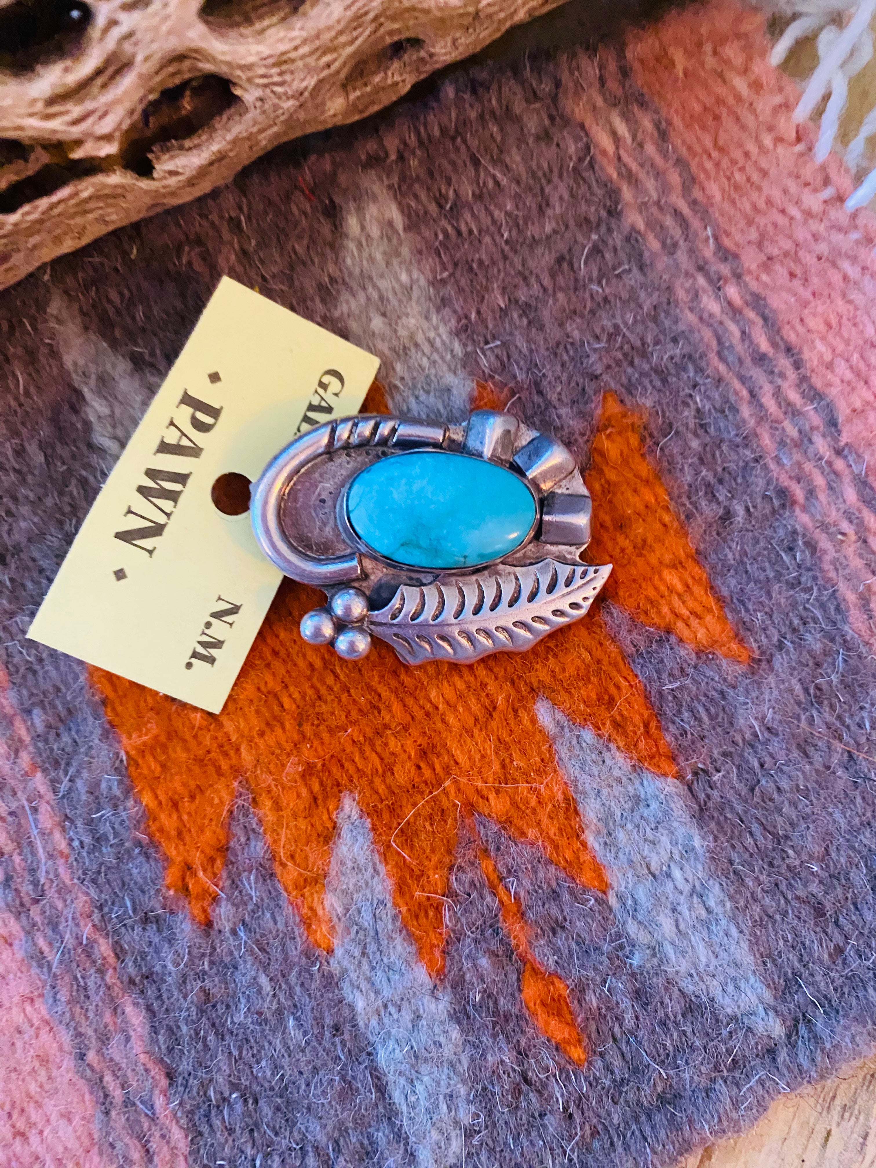 Vintage Navajo Turquoise & Sterling Silver Brooch