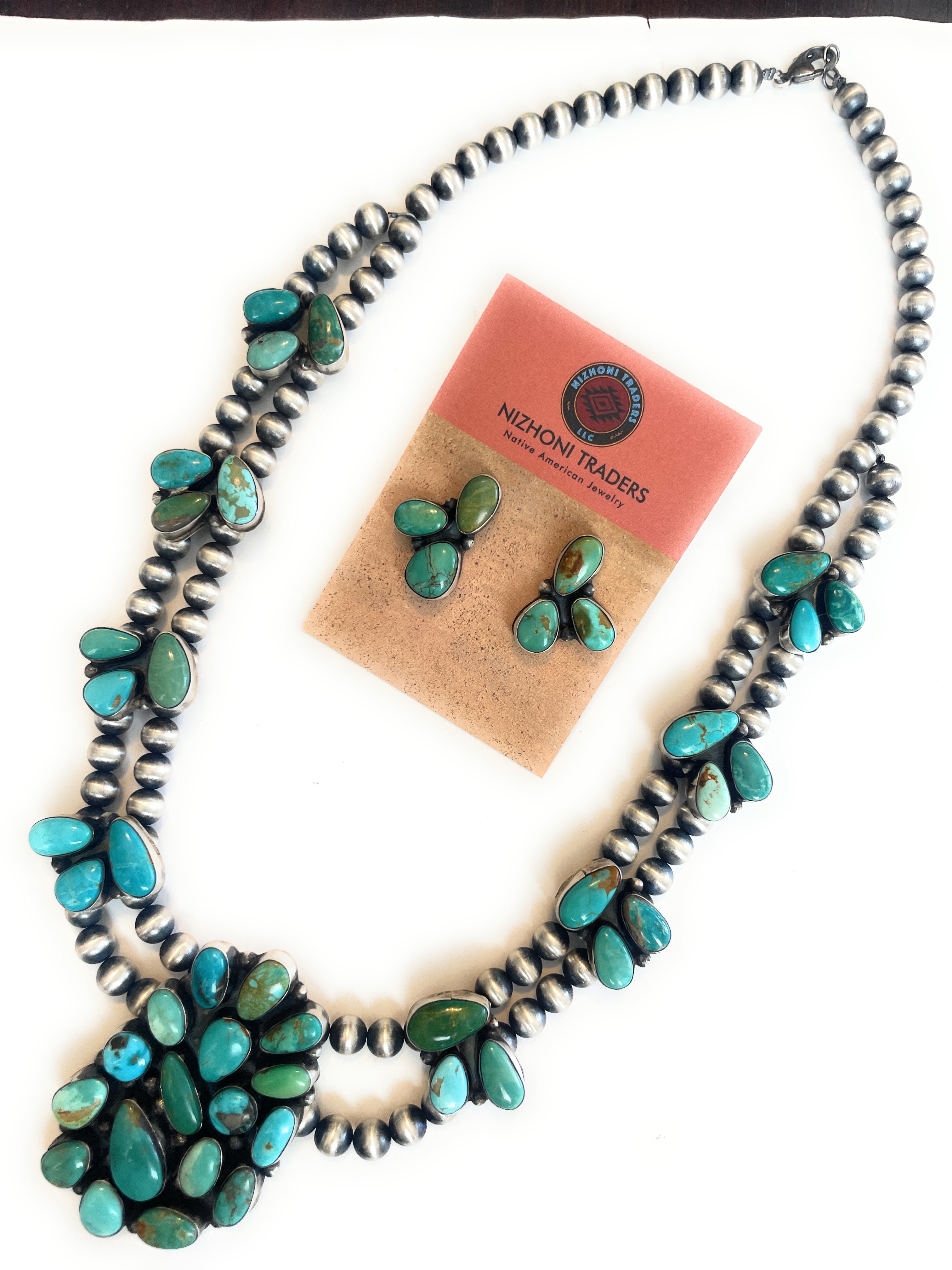 Gorgeous Native American Turquoise Y Necklace Set 29669
