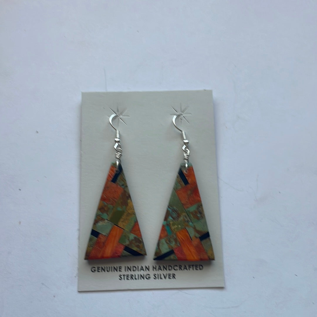 Santo Domingo Multi Stone Inlay Dangle Earrings