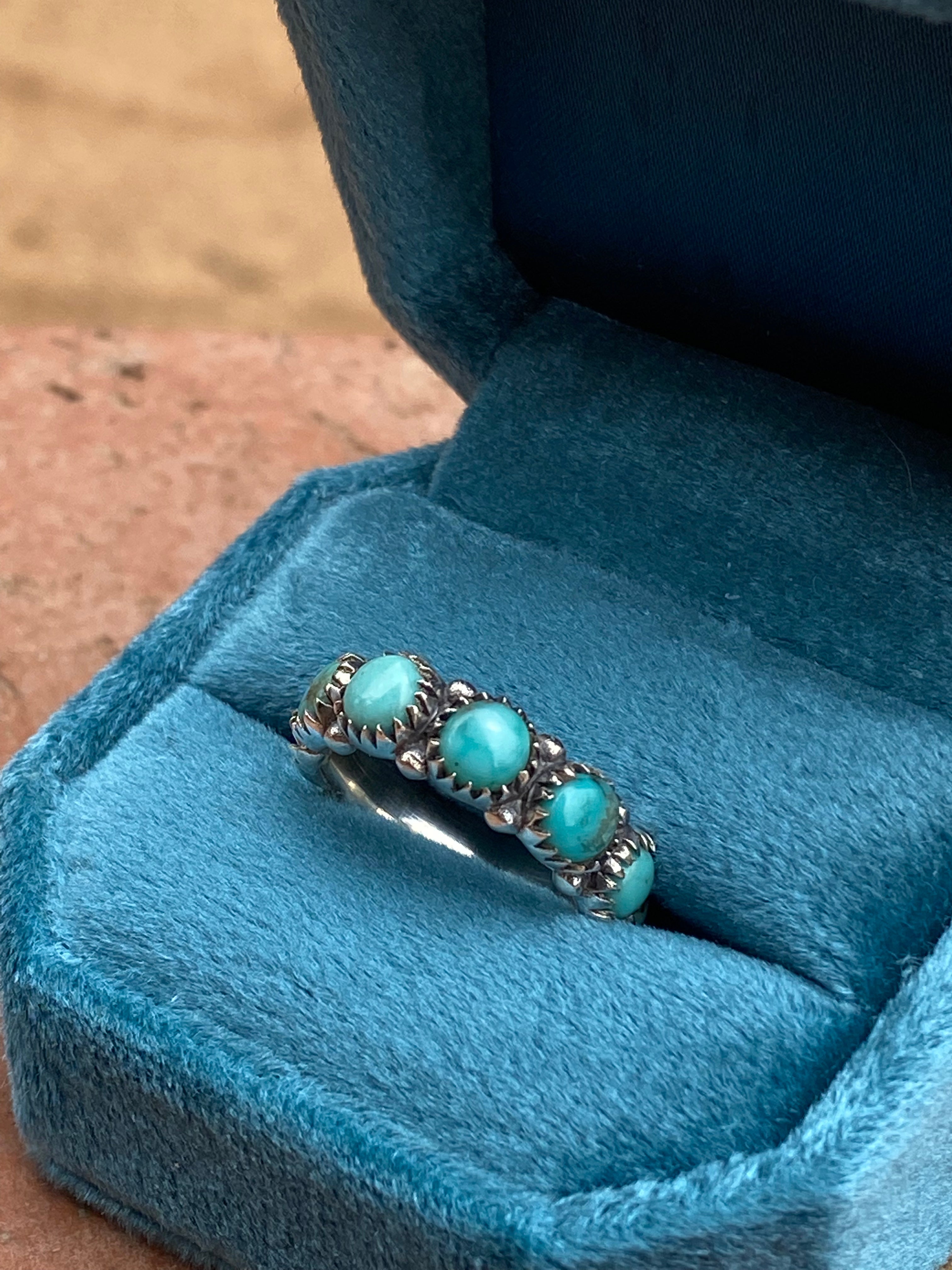 Natural Kingman Turquoise & Sterling Silver Eternity Band