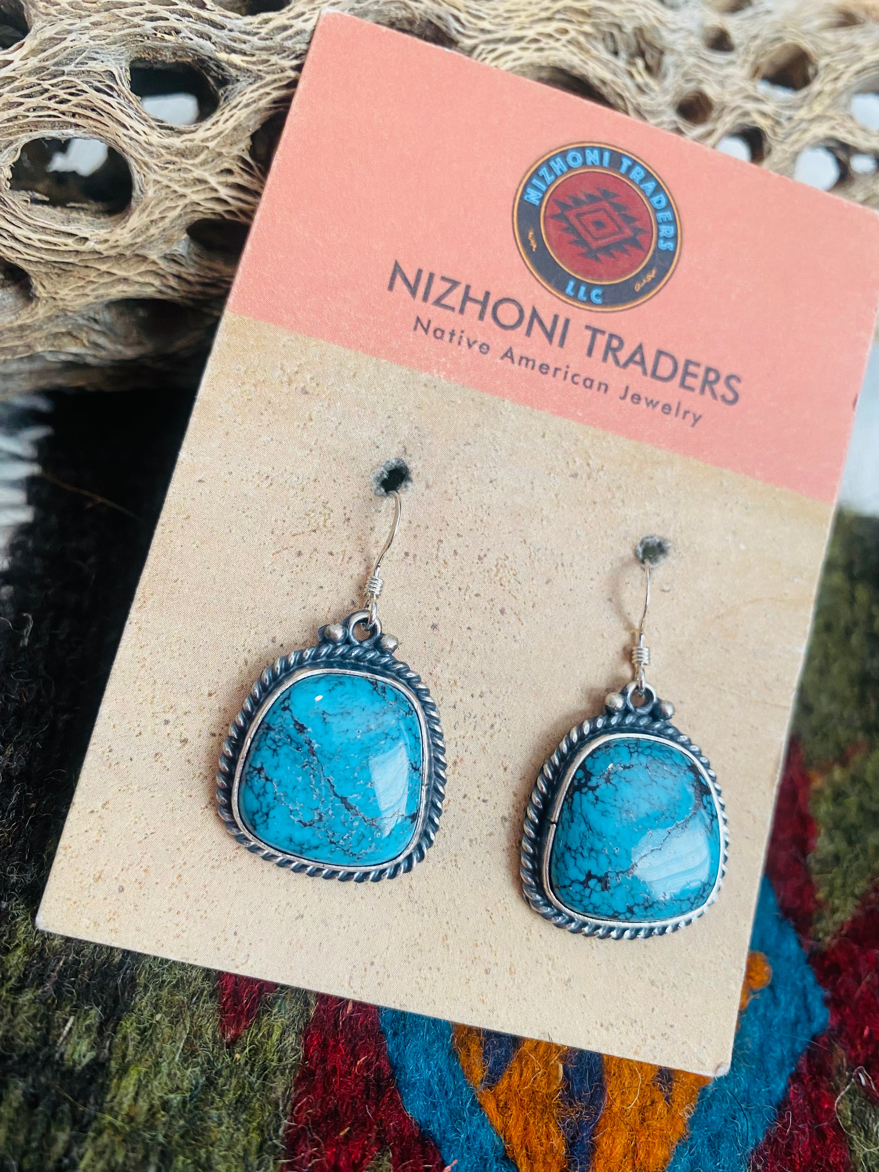 Navajo Turquoise & Sterling Silver Dangle Earrings