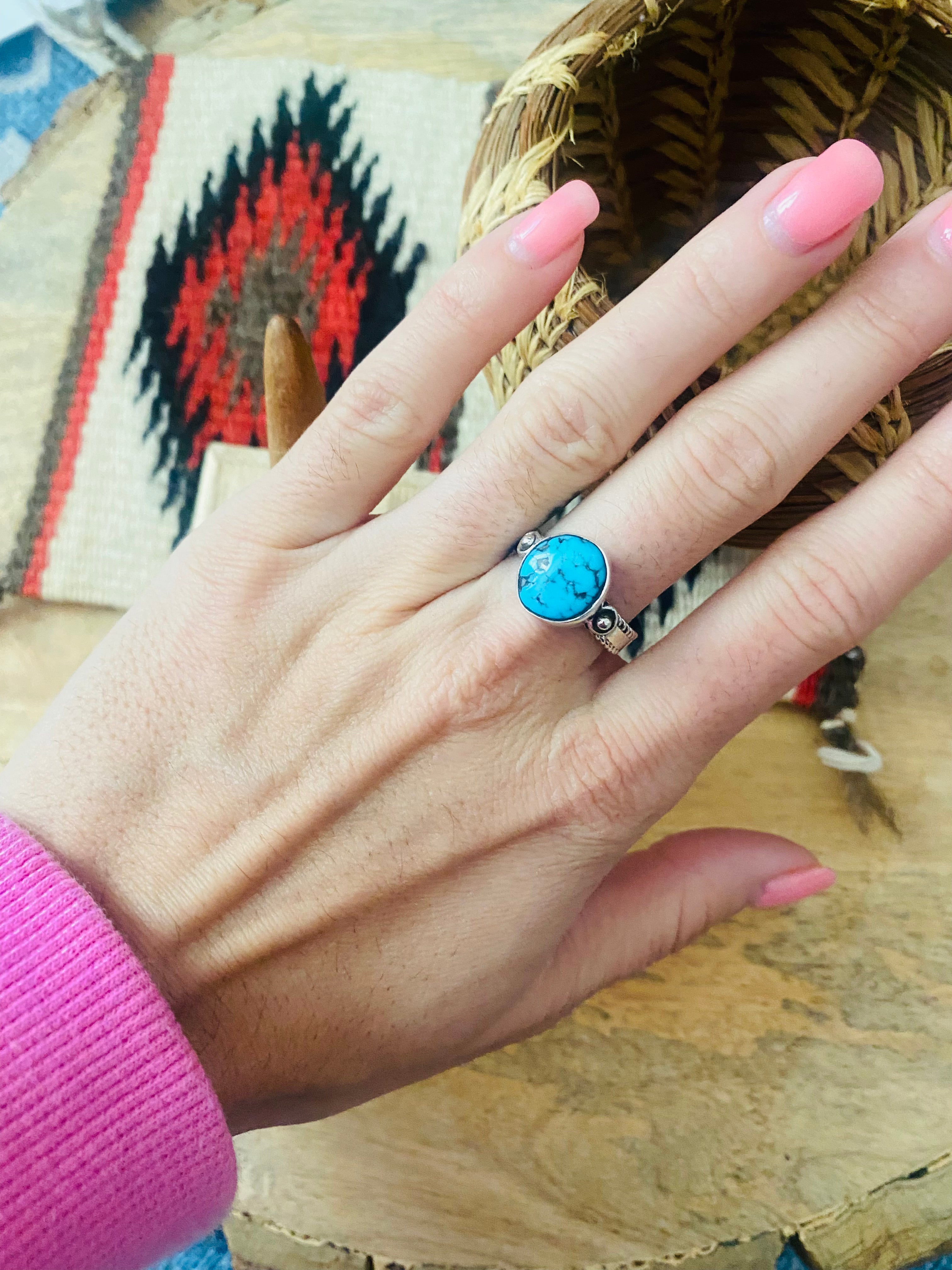 Navajo Kingman Turquoise & Sterling Silver Ring