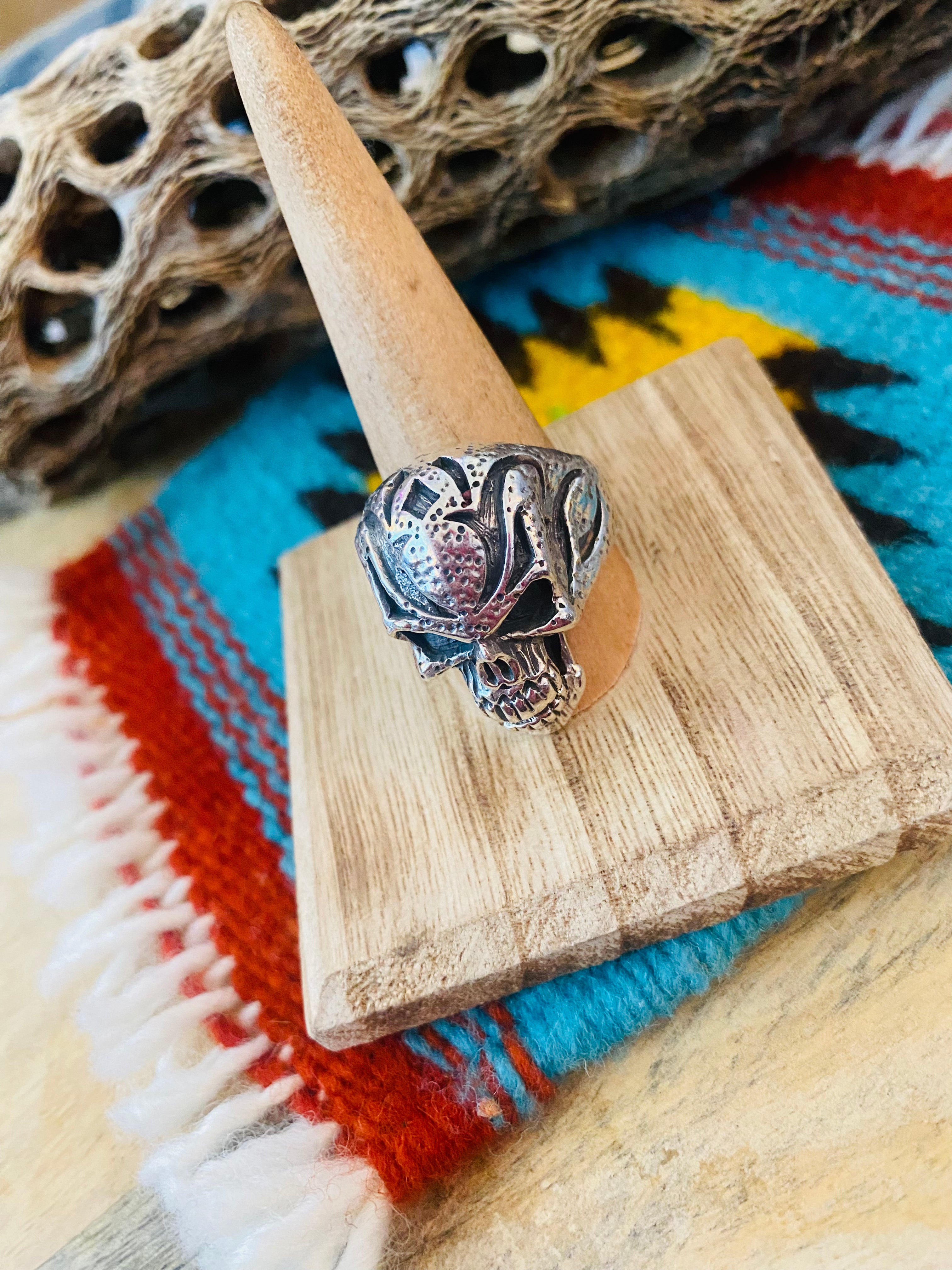 Handmade Sterling Silver Skull Ring Size 11.25