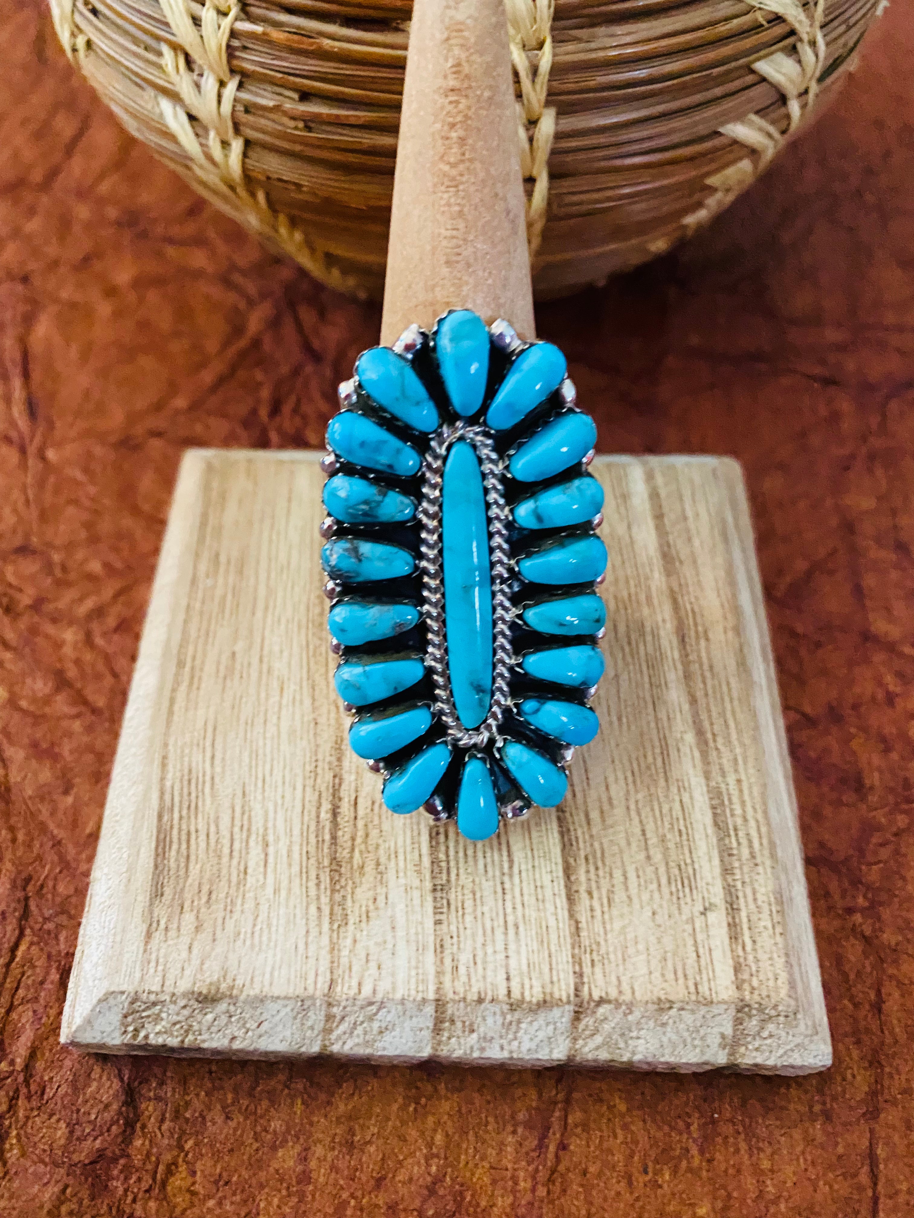 Navajo Natural Kingman Turquoise Cluster Ring