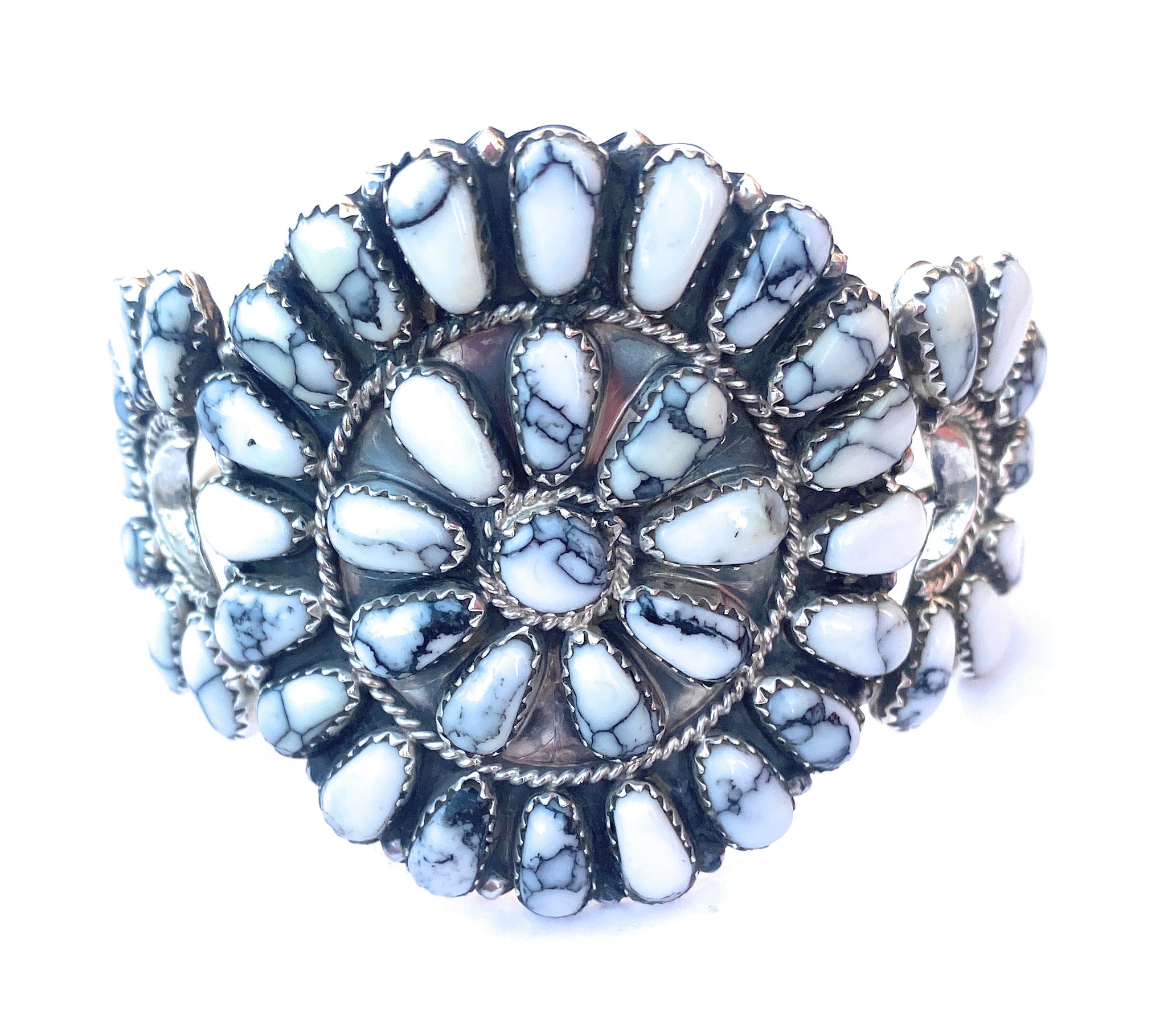 Navajo Howlite & Sterling Silver Cluster Bracelet Cuff