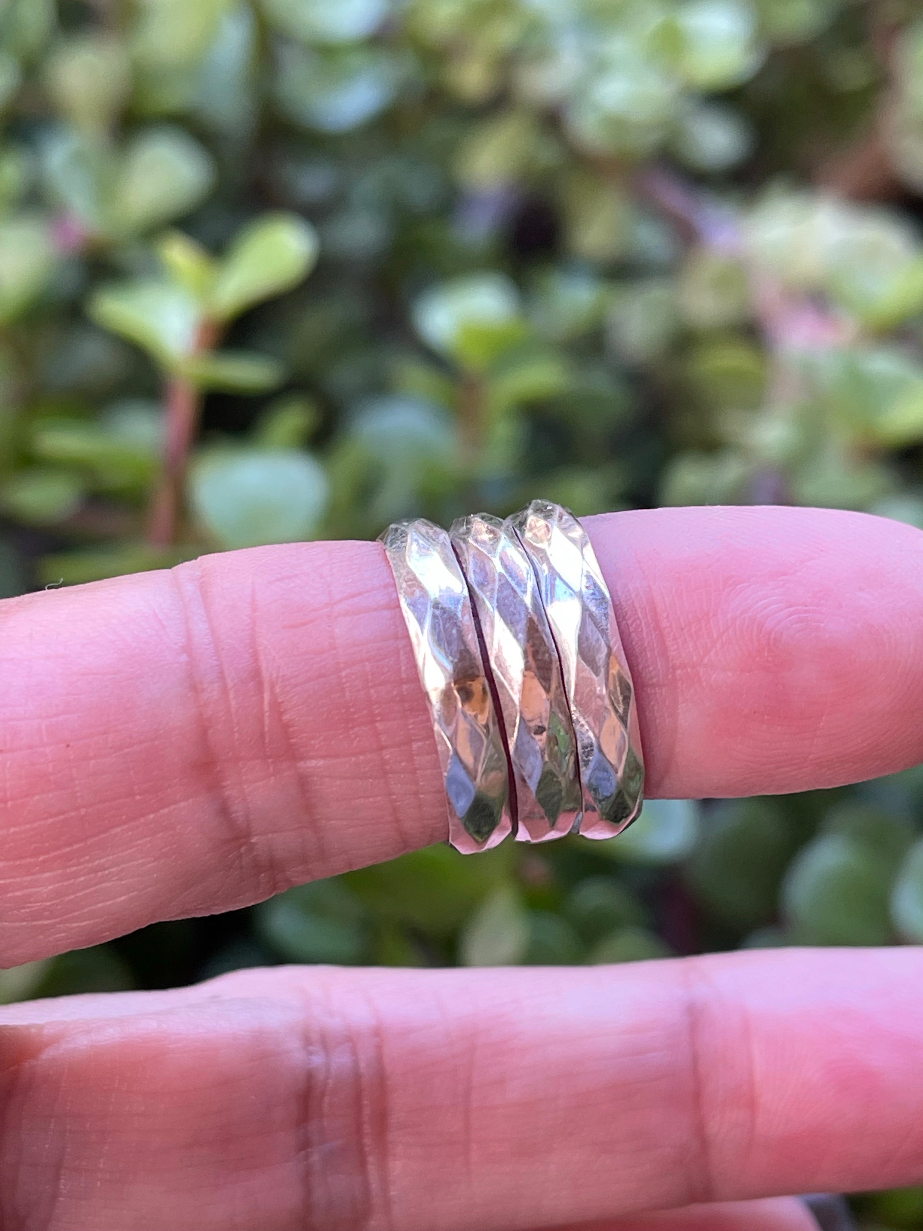 Sterling Silver Diamond Cut Band Stacker